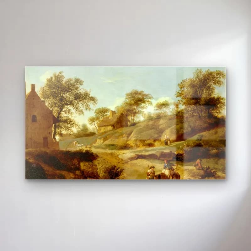 Jan van der Heyden – On a Country Road (ca. 1666 – 1668) cam tablo — Jan van der Heyden – On a Country Road (ca. 1666 – 1668) — yağlı boya kır evi