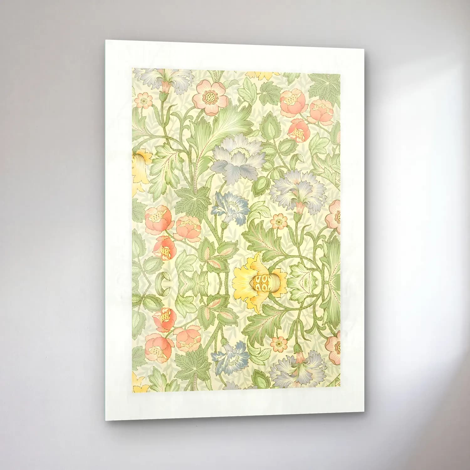 Pastel Çiçek Deseni No. 13 cam tablo — sol açıdan görünüm