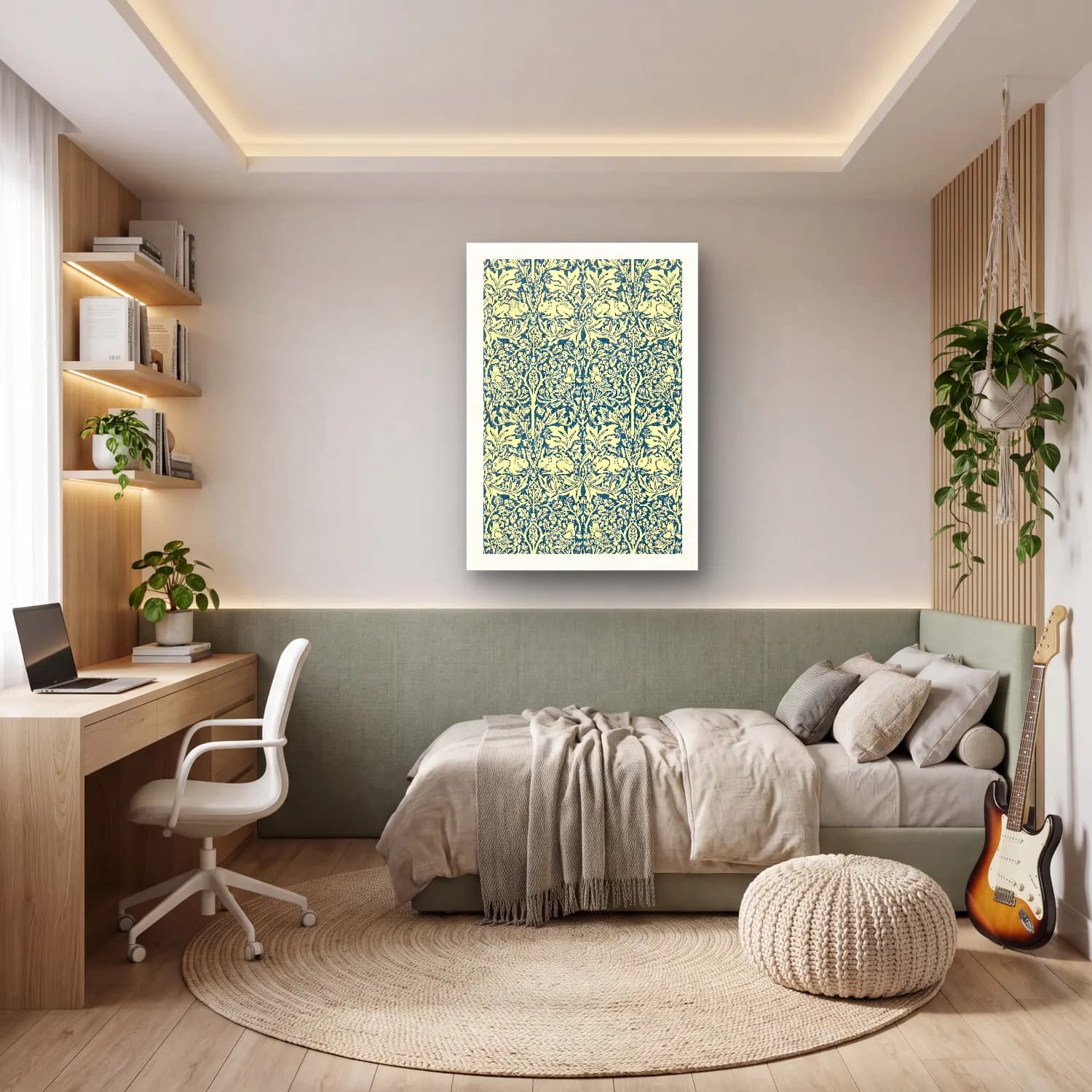 Vintage Çiçek Deseni No. 3 cam tablo — genç odasında