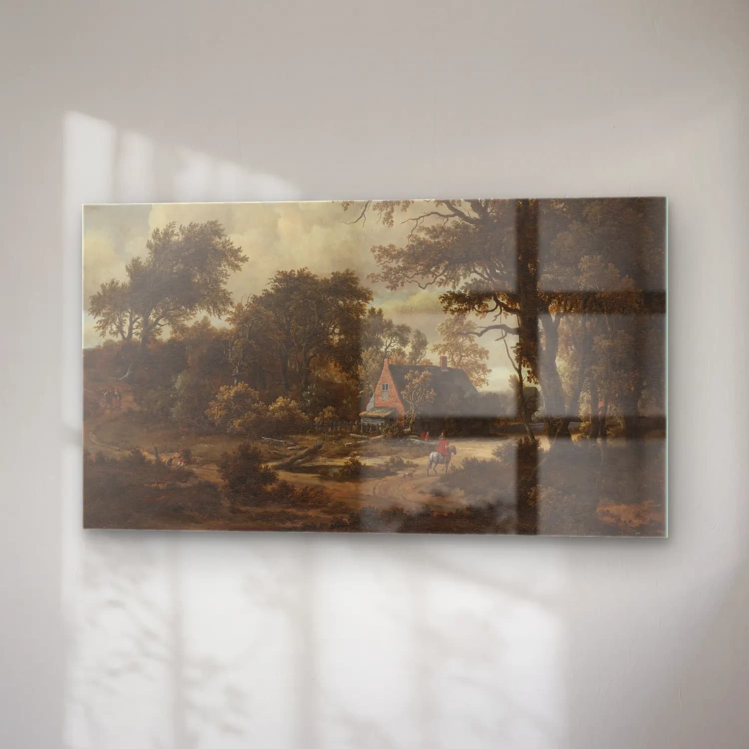 Meindert Hobbema – Wooded Landscape with Cottage and Horseman cam tablo — sağ açıdan görünüm
