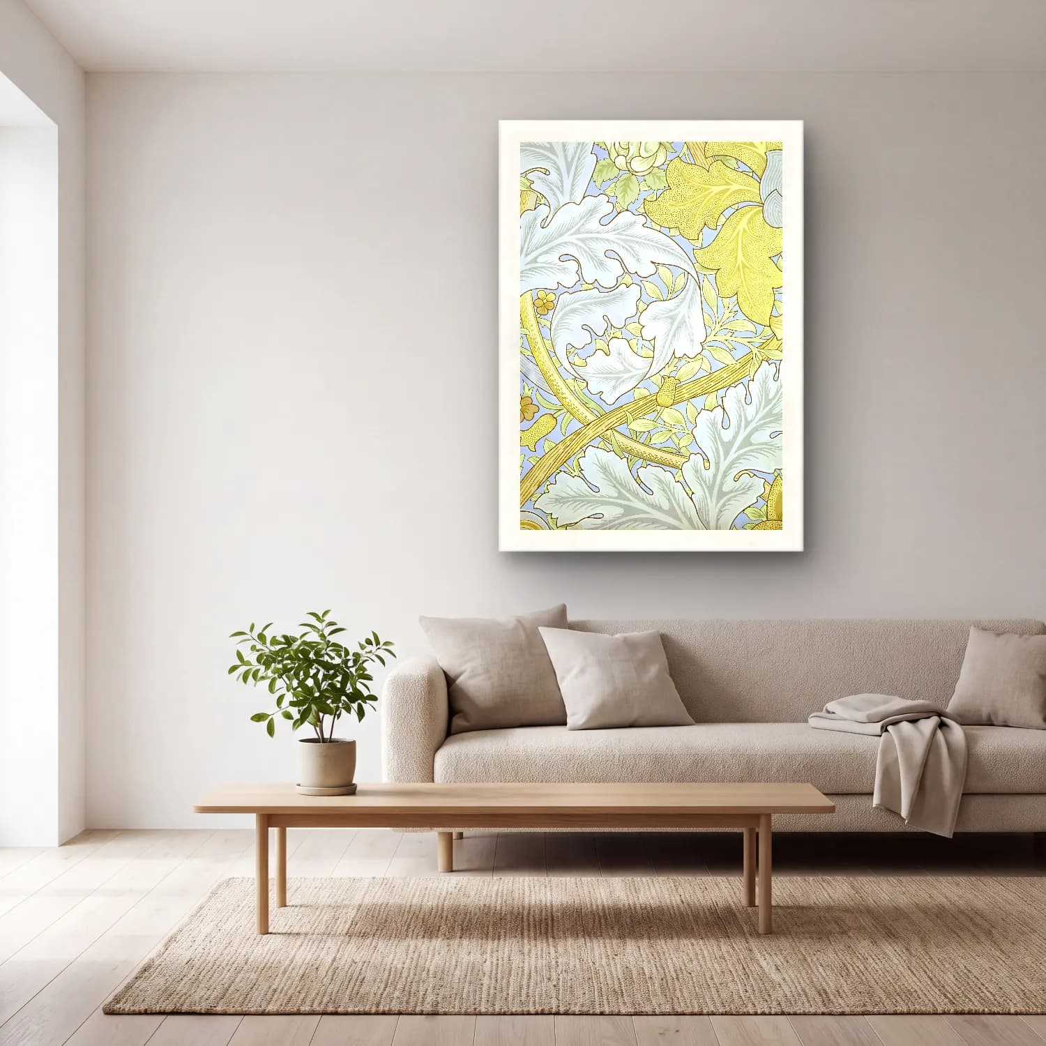 Pastel Çiçek Deseni No. 16 cam tablo — açık renk salonda