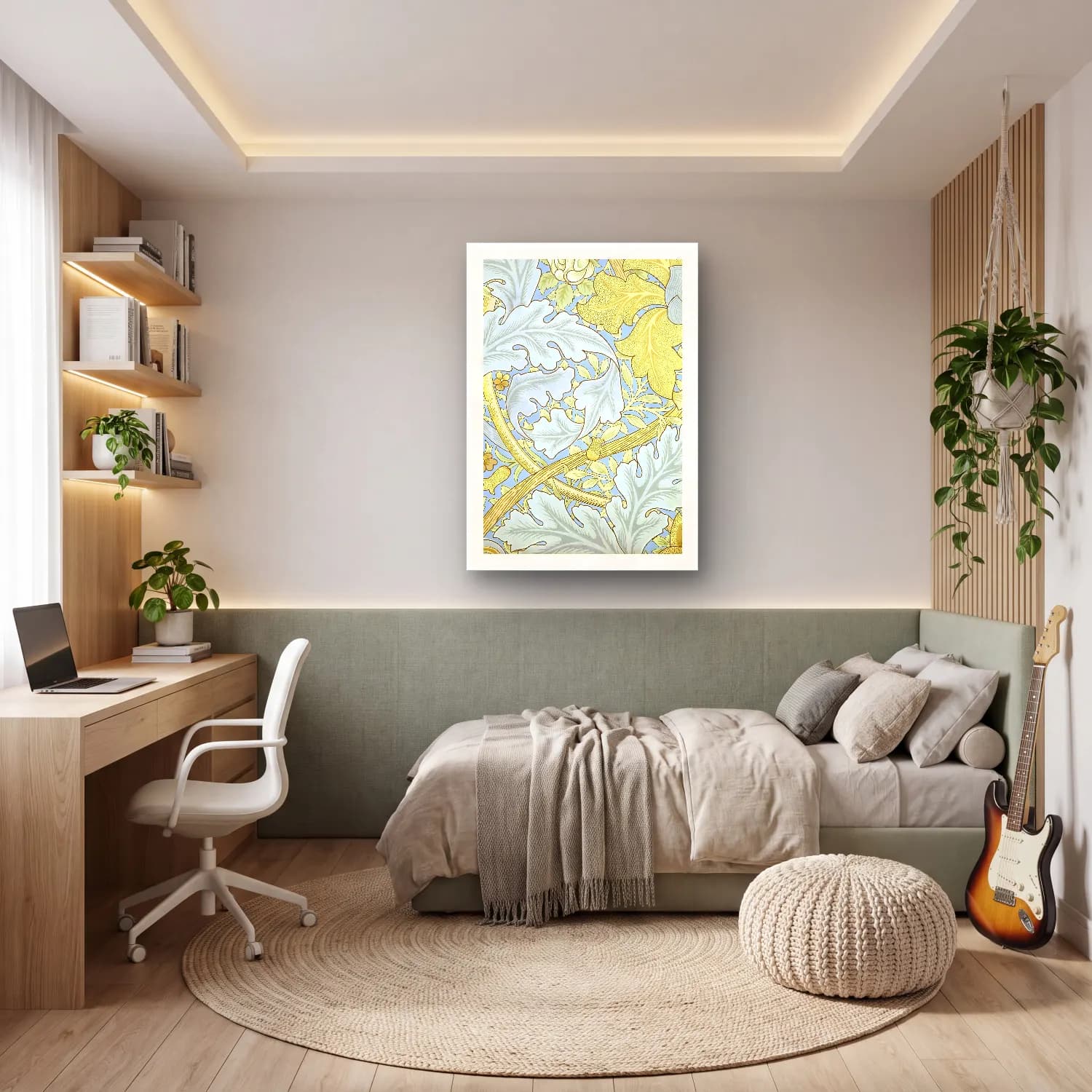 Pastel Çiçek Deseni No. 16 cam tablo — genç odasında