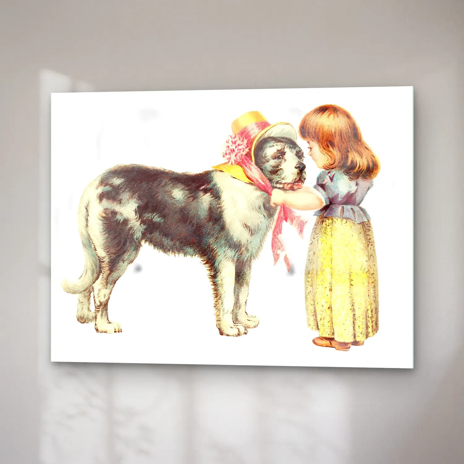 Vintage Köpek – Pastel Tonlar cam tablo — sağ açıdan görünüm