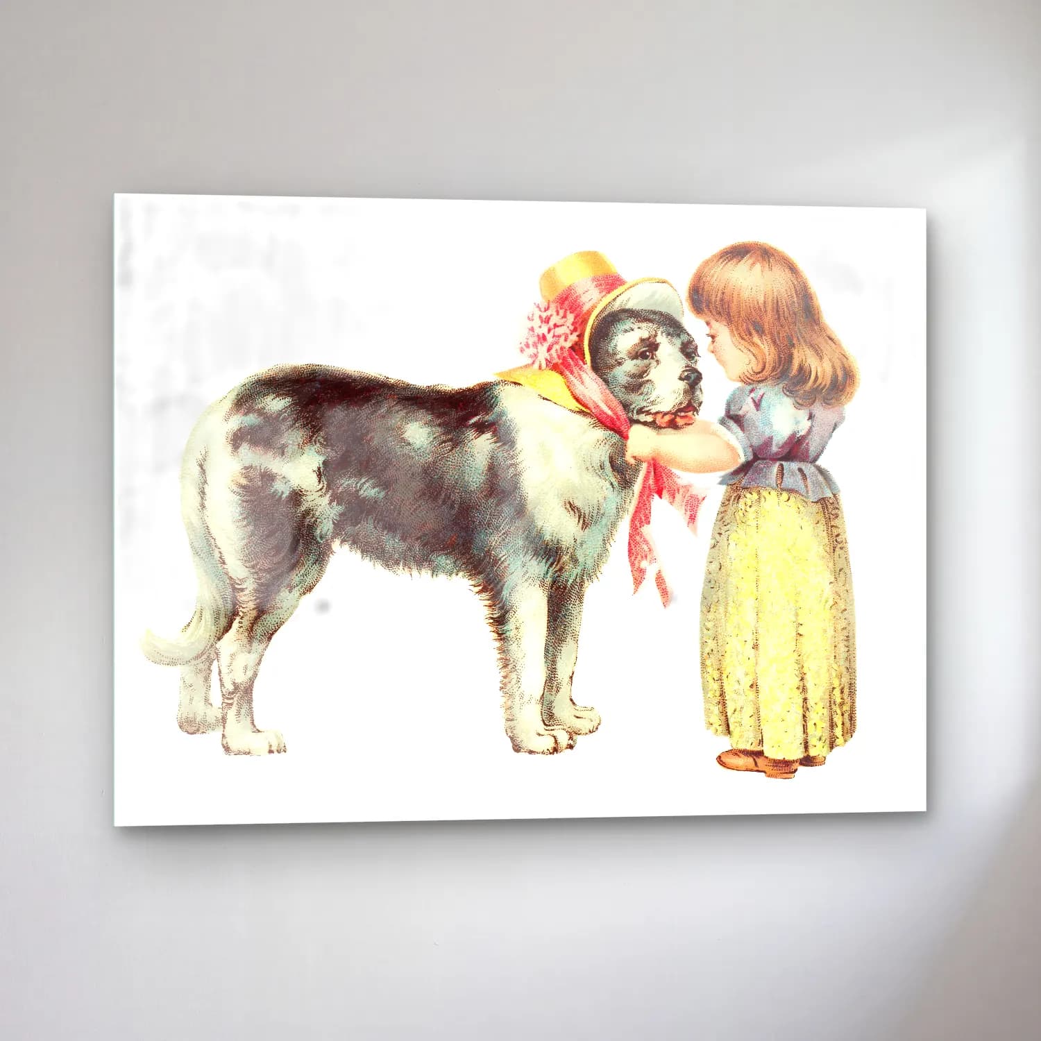 Vintage Köpek – Pastel Tonlar cam tablo — sol açıdan görünüm