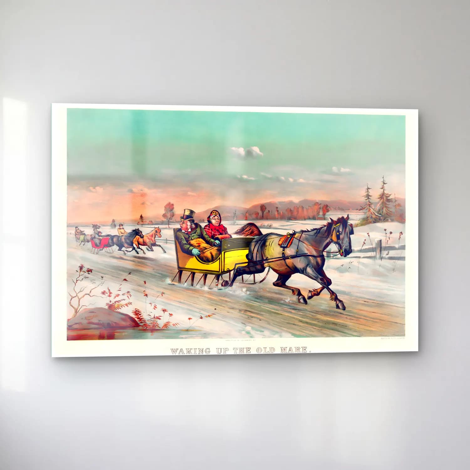Vintage Kayak – Sarı Tonlar cam tablo — sol açıdan görünüm