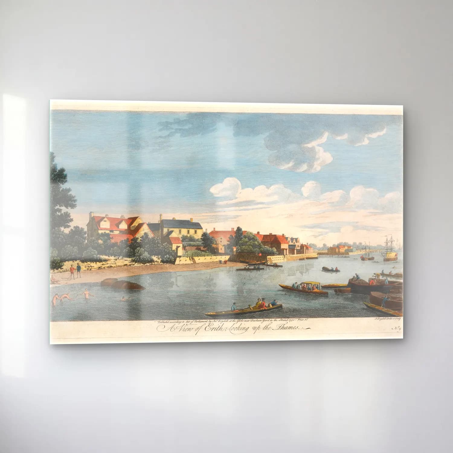 Vintage Liman ve Tekneler No. 3 cam tablo — sol açıdan görünüm