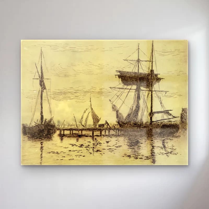 Vintage Liman ve Tekneler No. 7 cam tablo — Vintage Liman ve Tekneler No. 7 — vintage liman ve tekneler