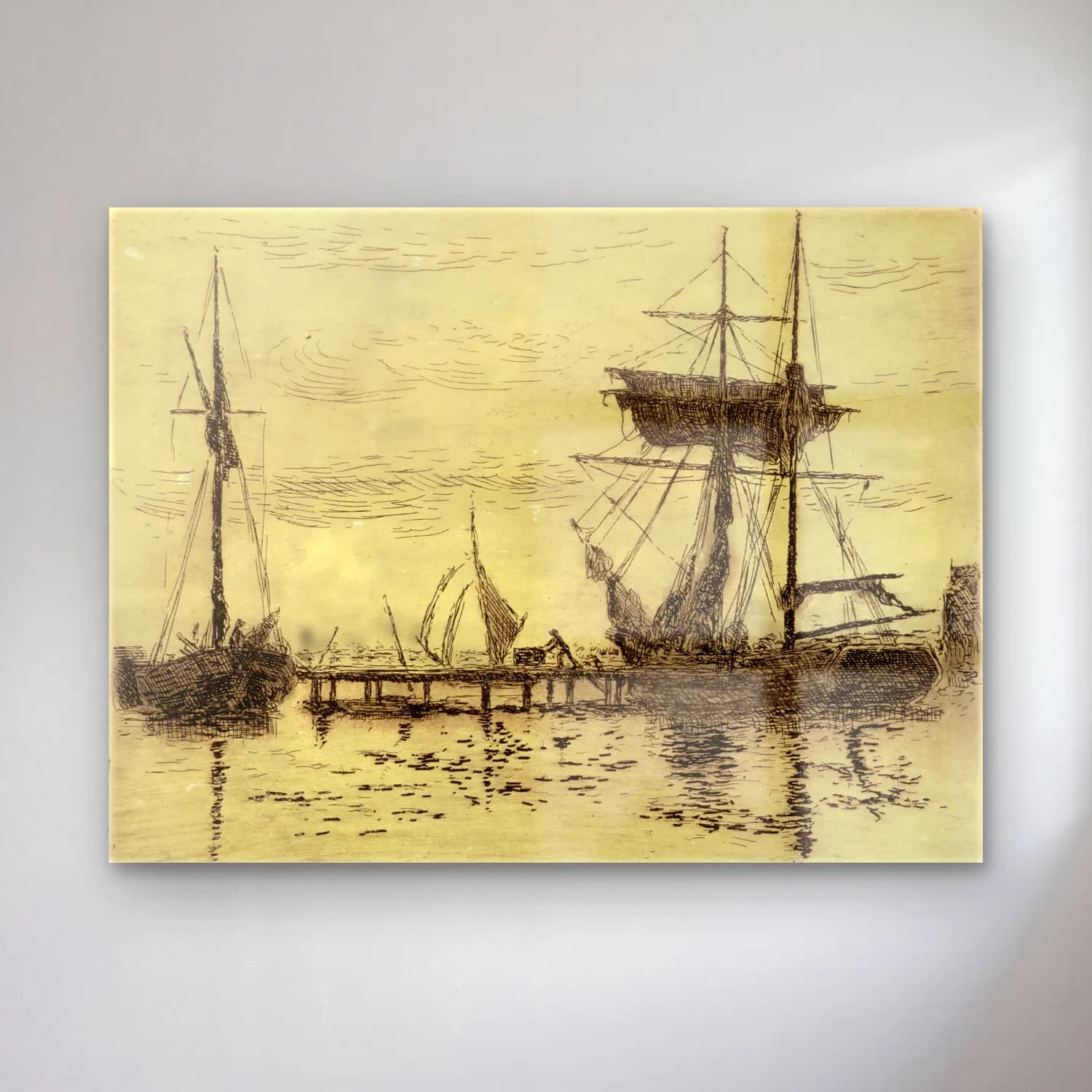 Vintage Liman ve Tekneler No. 7 cam tablo — Vintage Liman ve Tekneler No. 7 — vintage liman ve tekneler