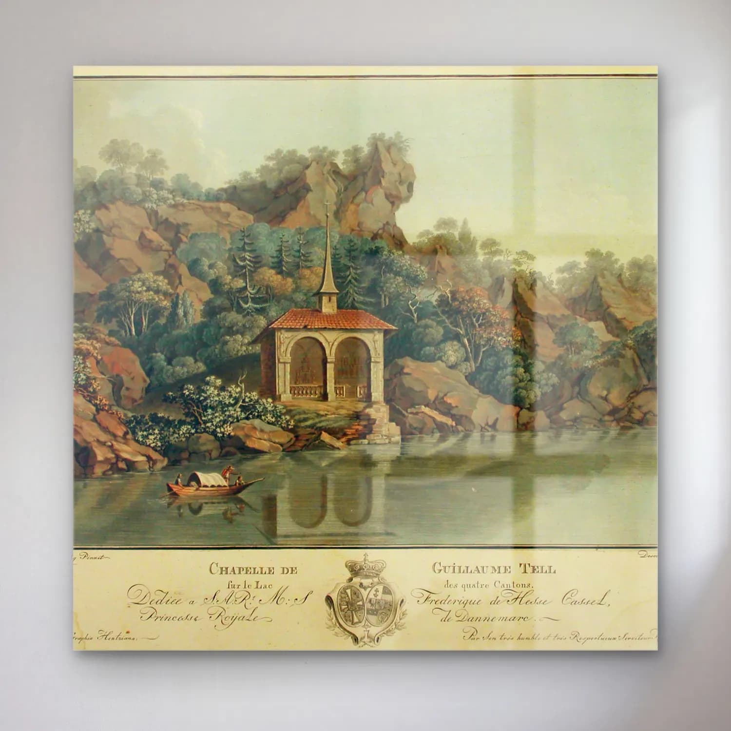 Vintage Göl ve Dağlar No. 3 cam tablo — Vintage Göl ve Dağlar No. 3 — vintage göl ve dağlar