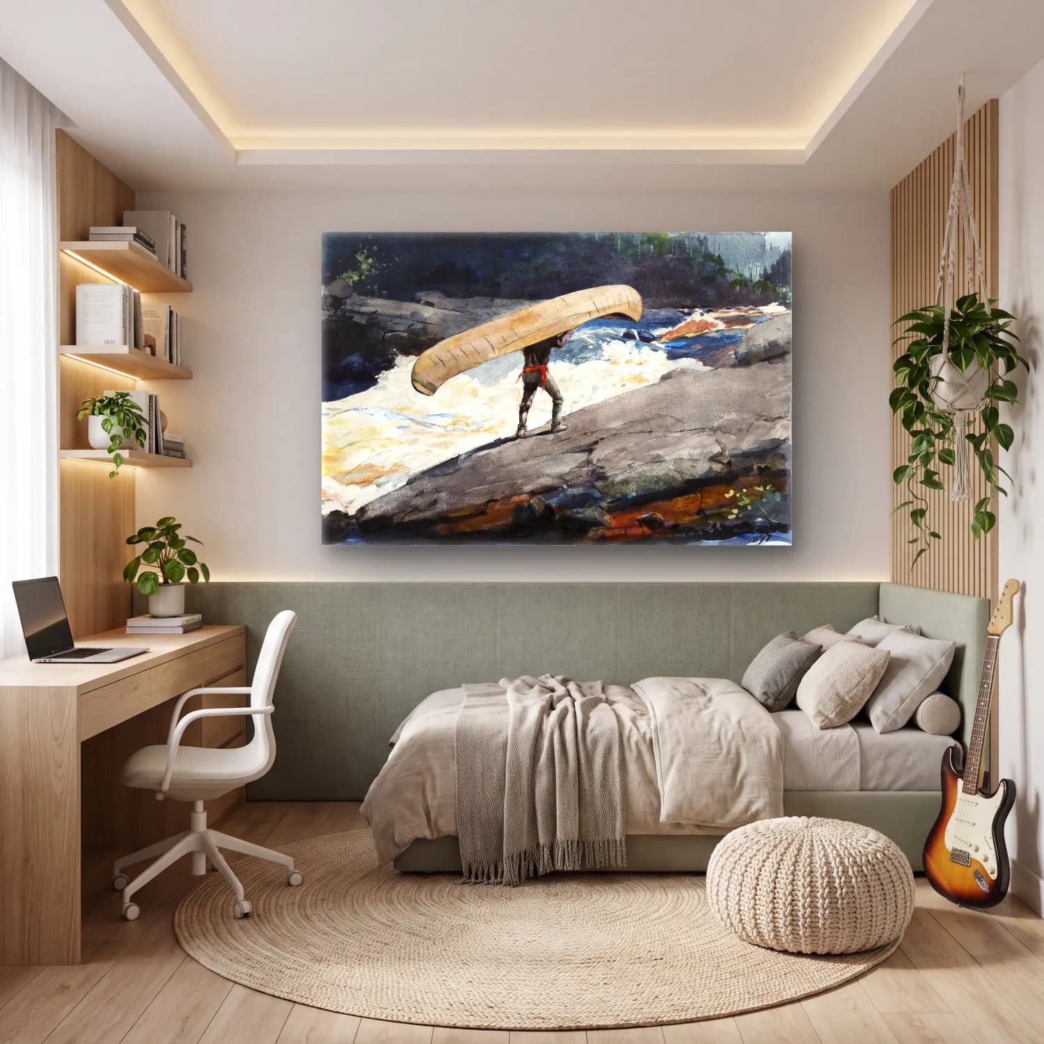Suluboya Sörf – Sarı Tonlar cam tablo — genç odasında