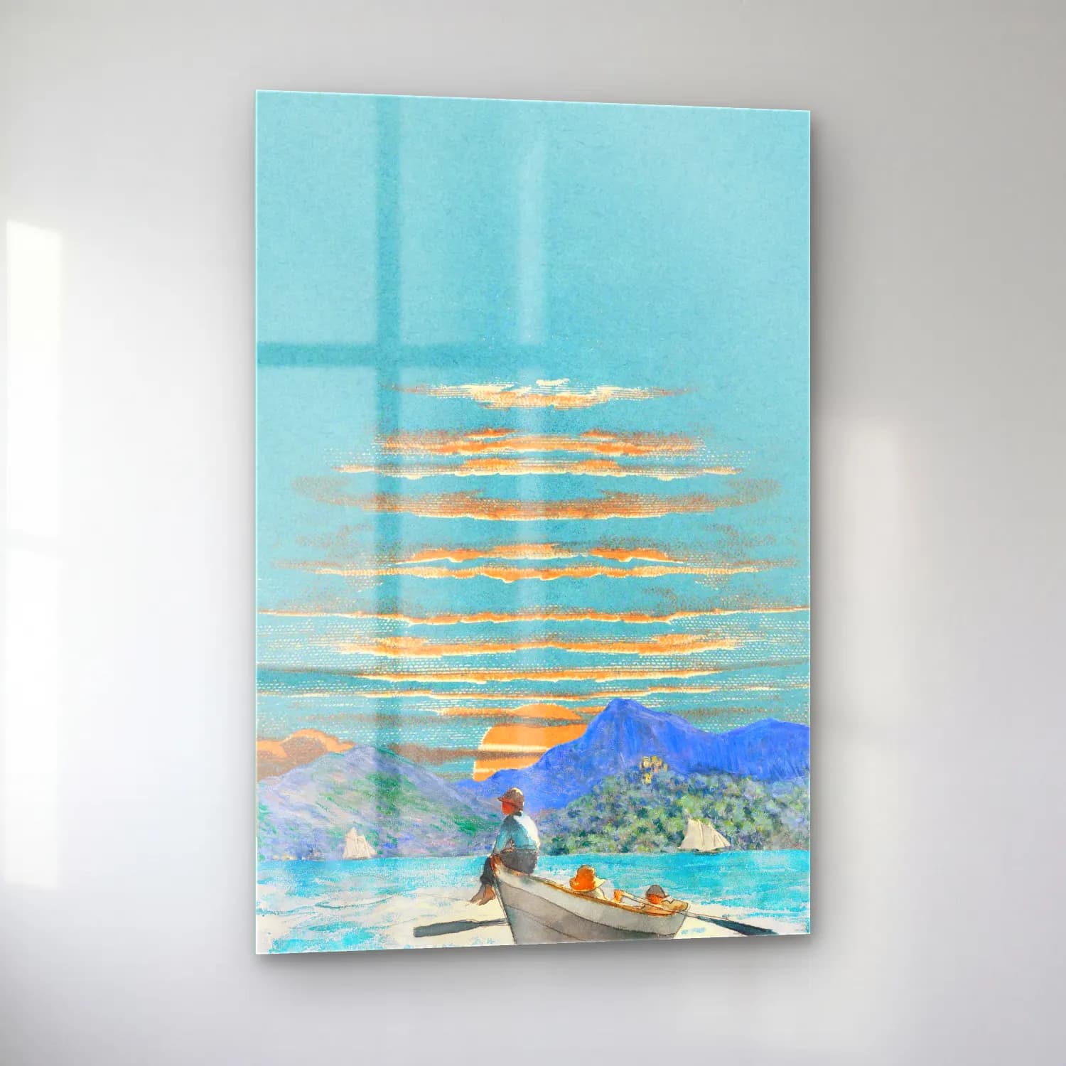 Pastel Gün Batımı Gökyüzü No. 2 cam tablo — sol açıdan görünüm