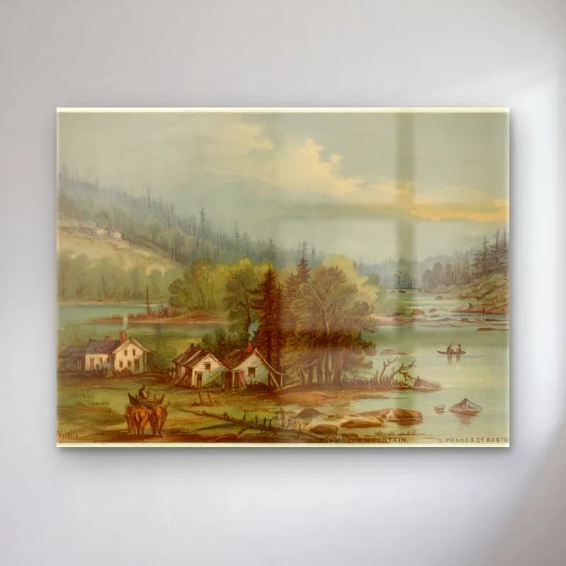 Vintage Göl ve Dağlar No. 6 cam tablo — Vintage Göl ve Dağlar No. 6 — vintage göl ve dağlar