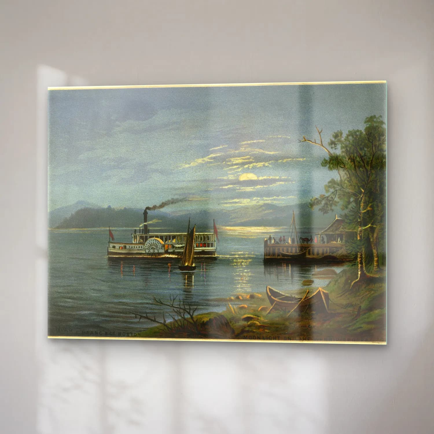 Vintage Liman ve Tekneler – Pastel Tonlar cam tablo — sağ açıdan görünüm