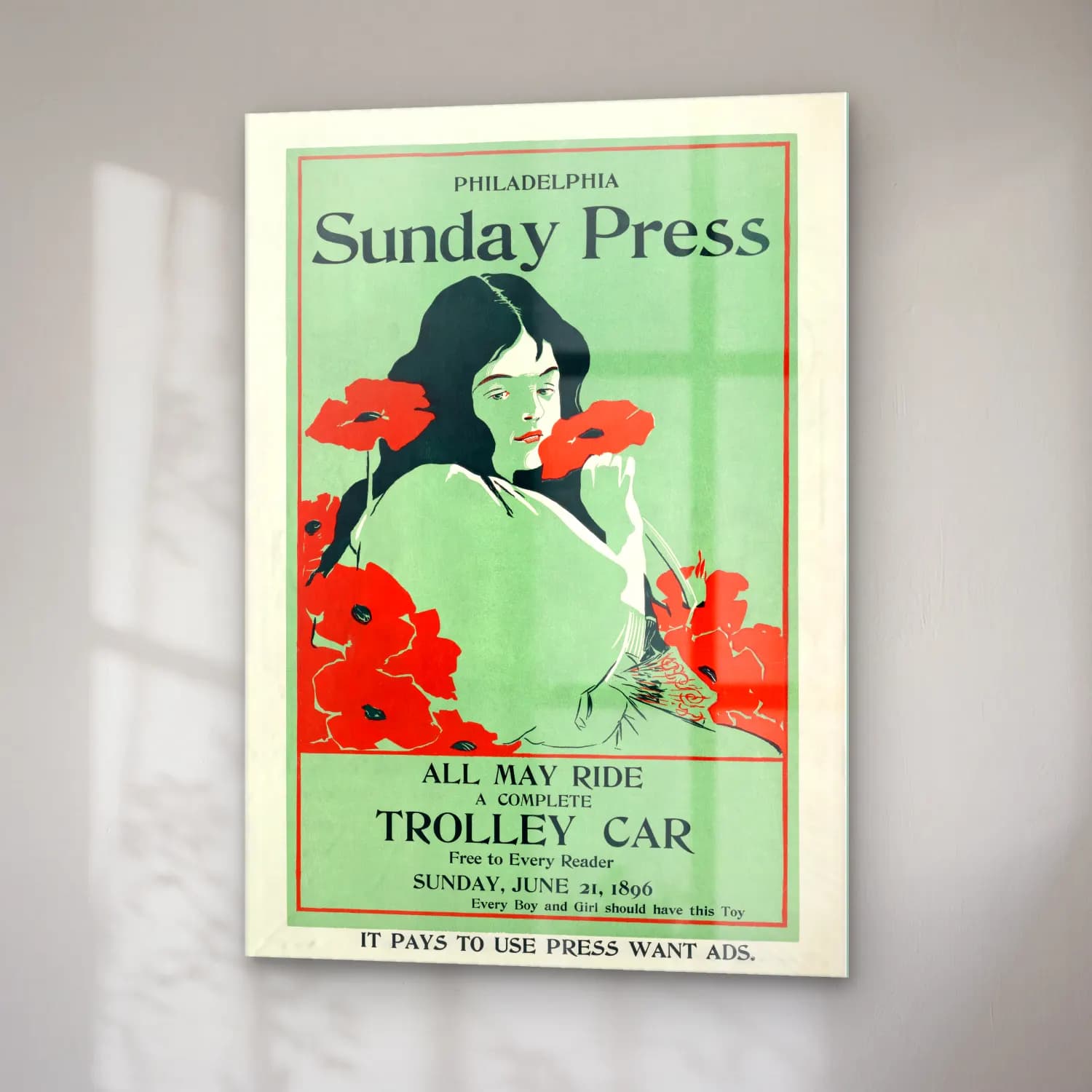 Vintage Poster Gelincikler cam tablo — sağ açıdan görünüm