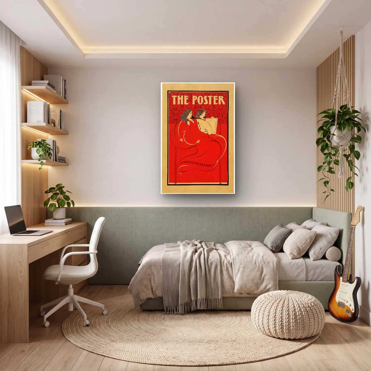 Vintage Poster Kitap Okuyan Kadın No. 2 cam tablo — genç odasında