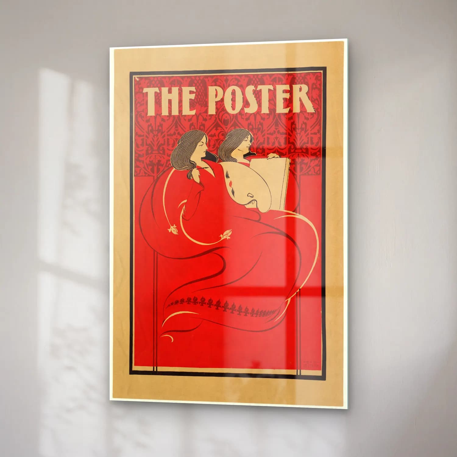 Vintage Poster Kitap Okuyan Kadın No. 2 cam tablo — sağ açıdan görünüm
