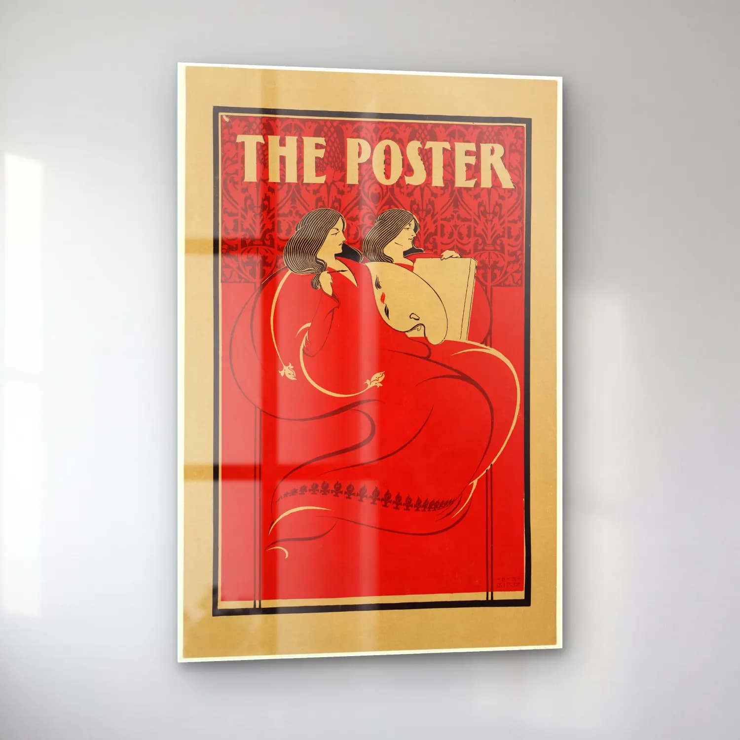 Vintage Poster Kitap Okuyan Kadın No. 2 cam tablo — sol açıdan görünüm