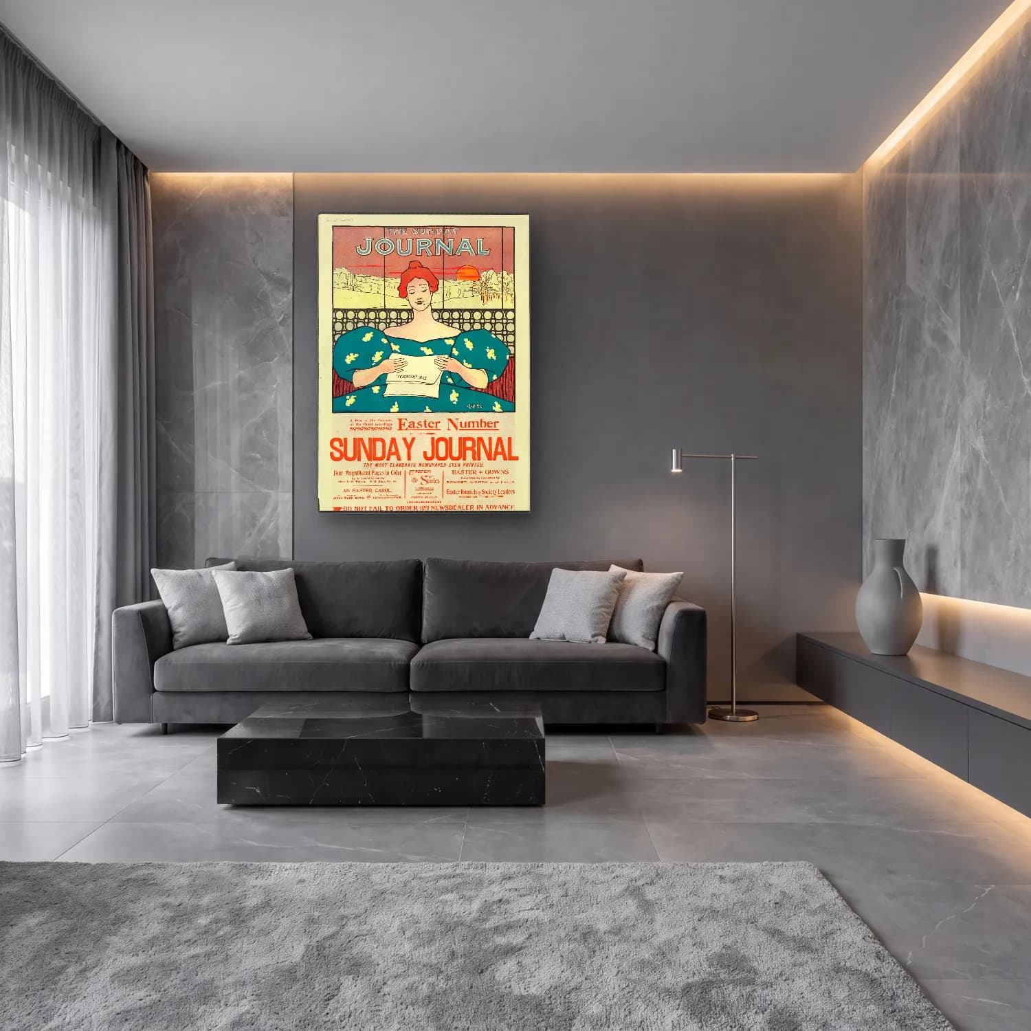 Vintage Poster Kitap Okuyan Kadın No. 3 cam tablo — lüks salon duvarında