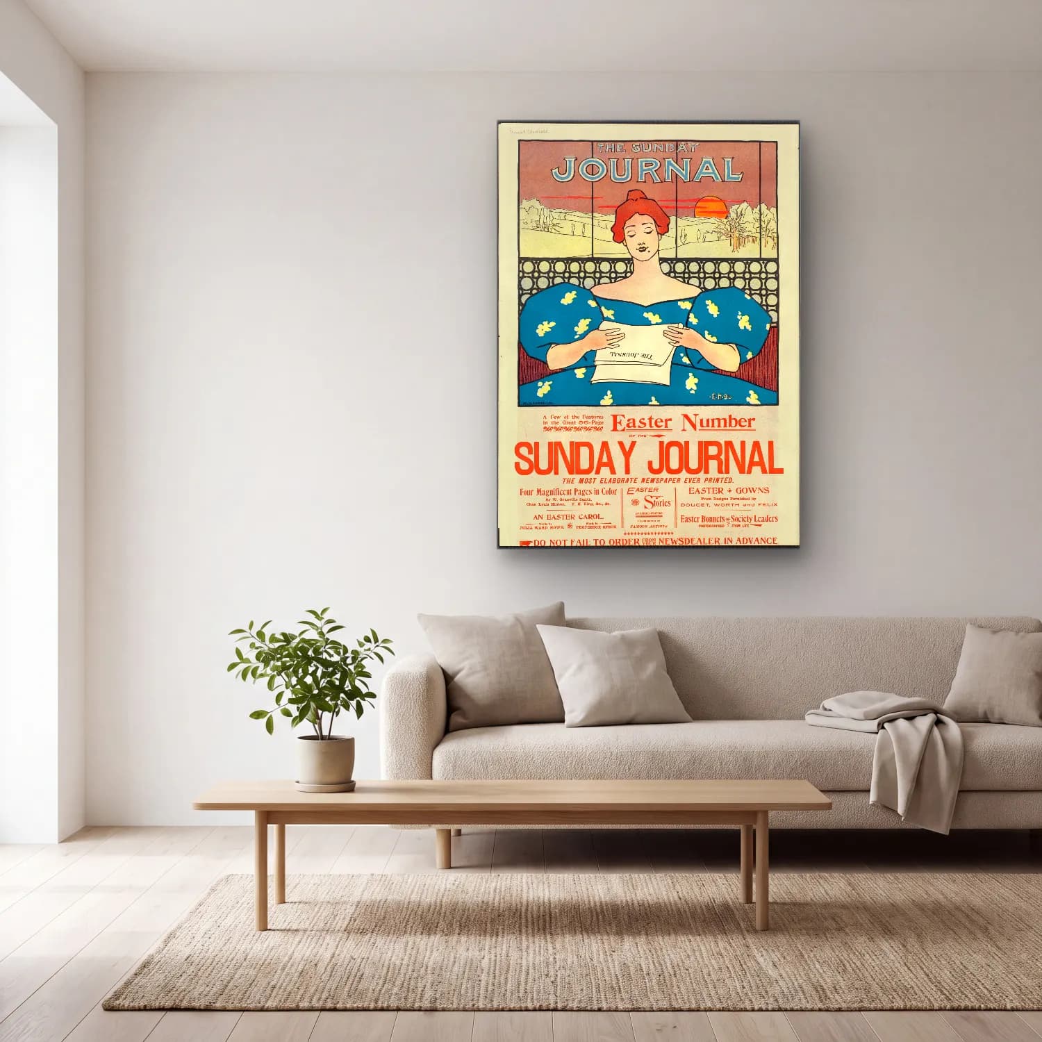 Vintage Poster Kitap Okuyan Kadın No. 3 cam tablo — açık renk salonda