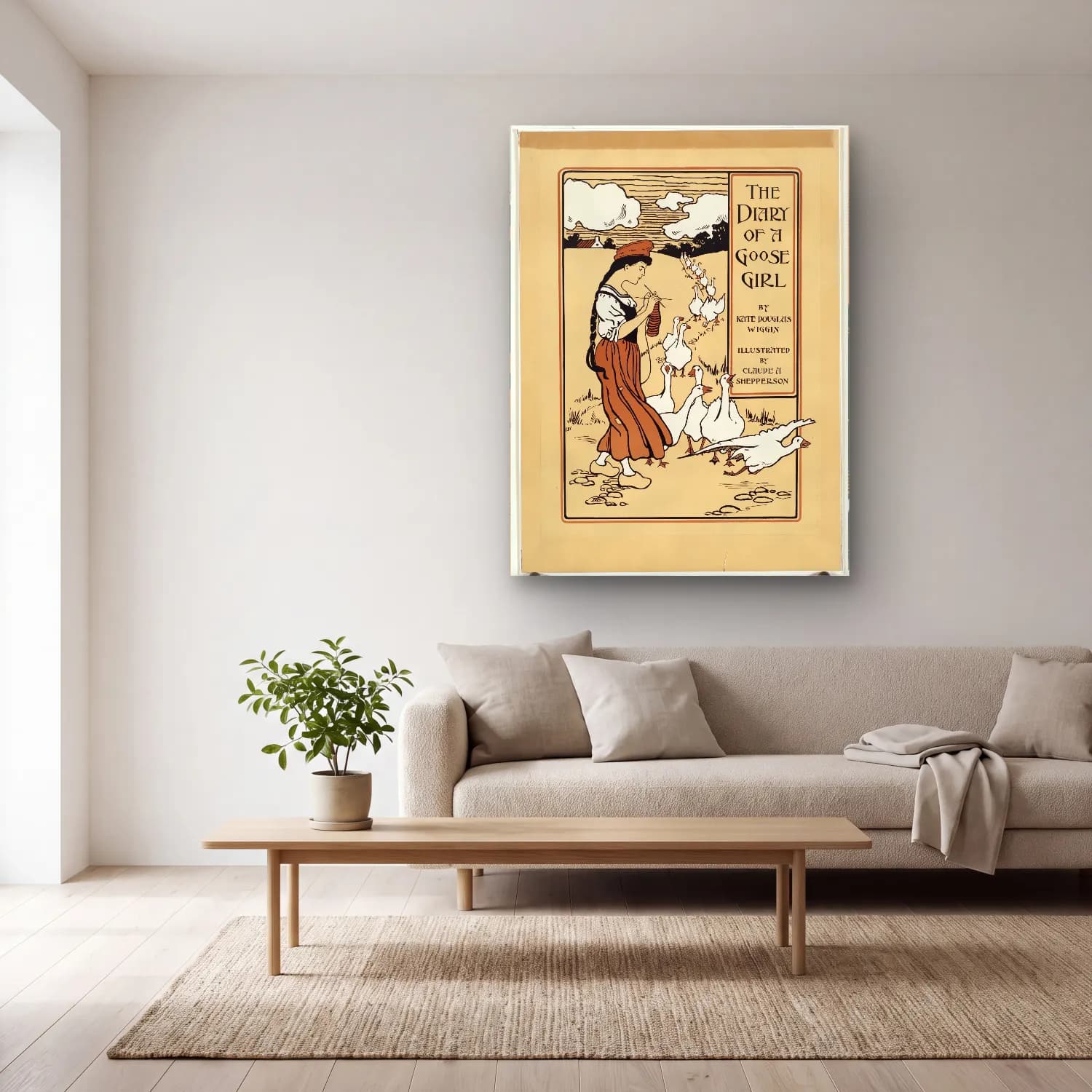 Vintage Poster Kitap Okuyan Kadın No. 6 cam tablo — açık renk salonda