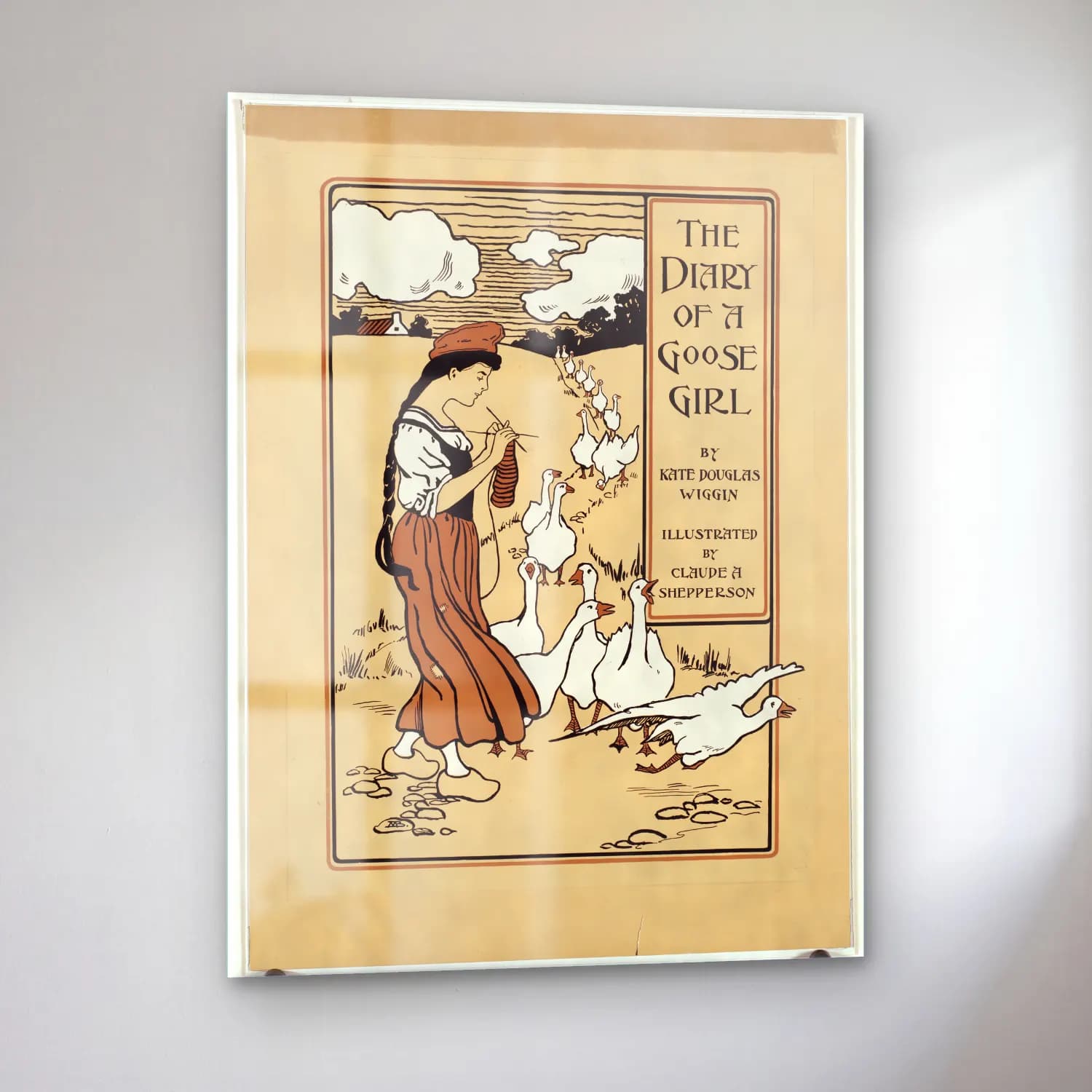 Vintage Poster Kitap Okuyan Kadın No. 6 cam tablo — sol açıdan görünüm