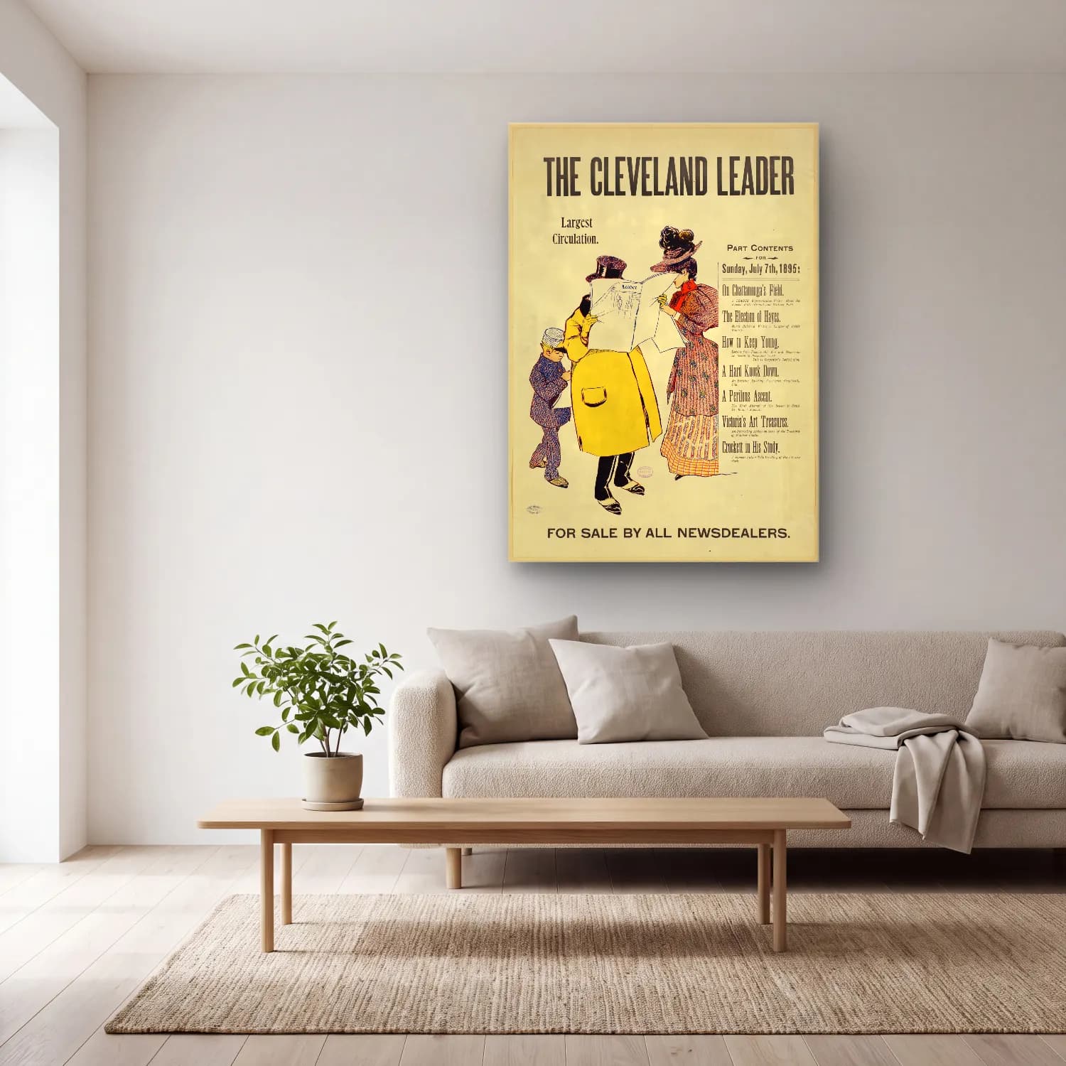 Vintage Poster Şapkalı Kadın No. 2 cam tablo — açık renk salonda