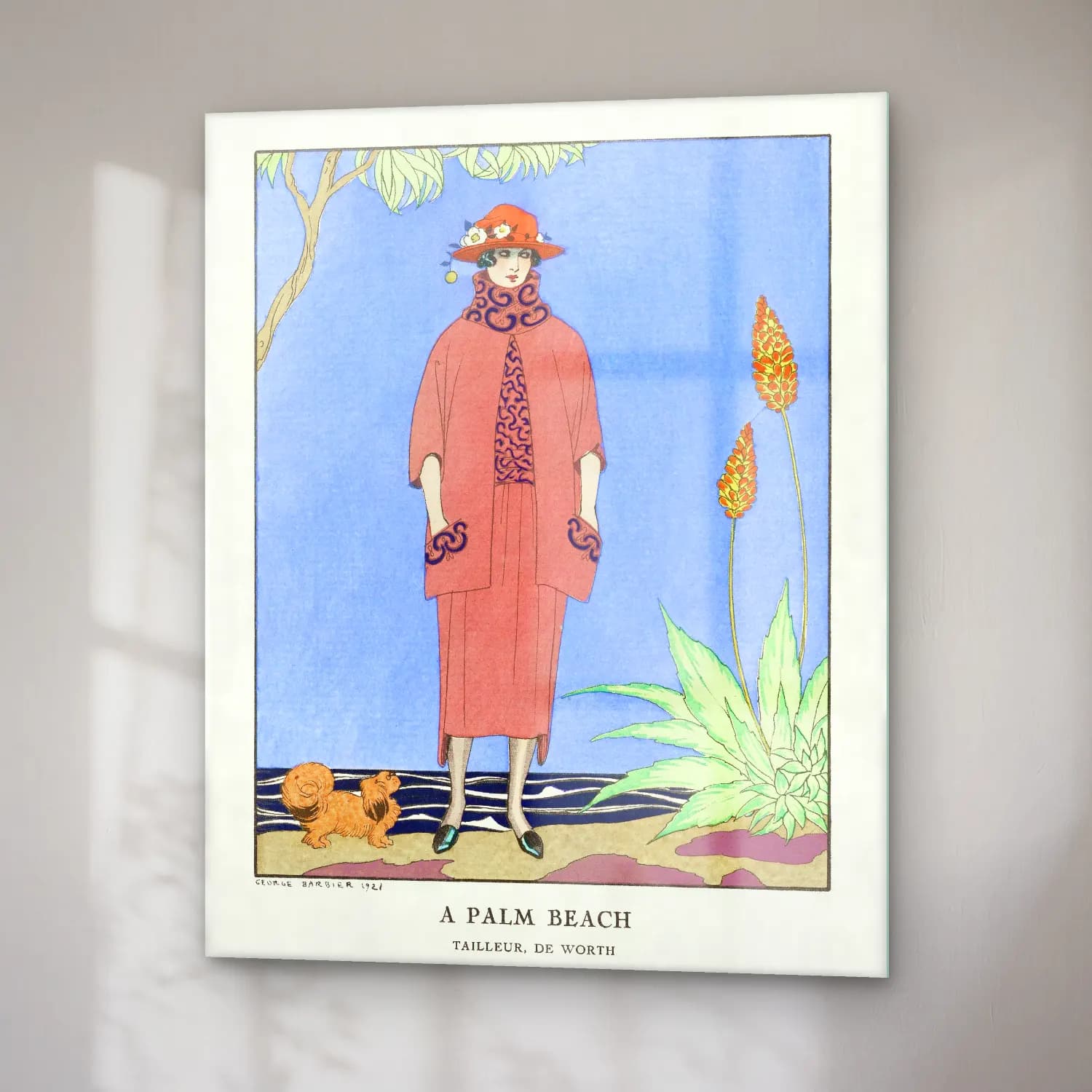 Vintage Elbiseli Kadın – Pembe Tonlar cam tablo — sağ açıdan görünüm