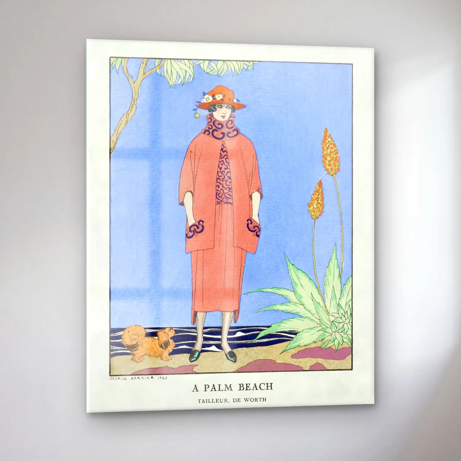 Vintage Elbiseli Kadın – Pembe Tonlar cam tablo — sol açıdan görünüm
