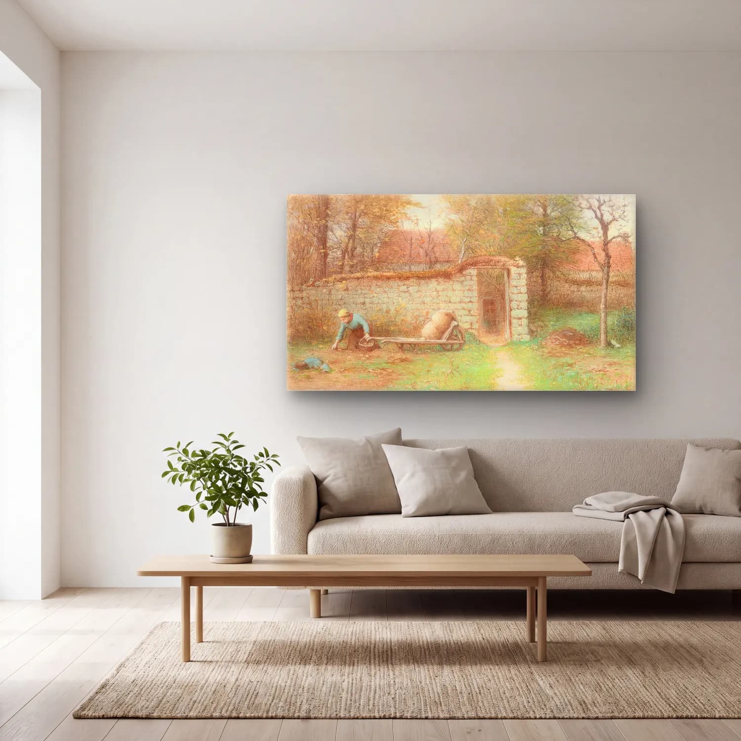 Vintage Kır Evi – Pastel Tonlar cam tablo — açık renk salonda