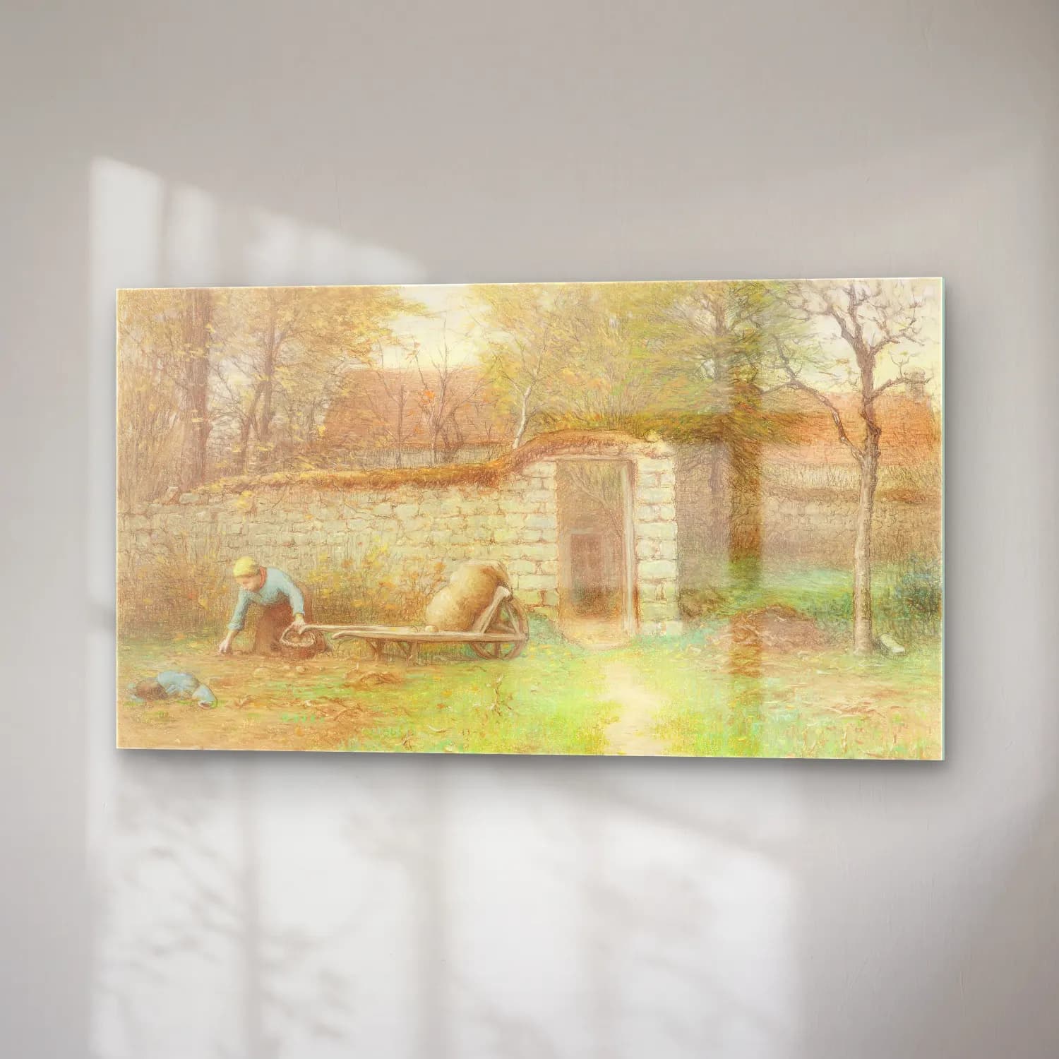 Vintage Kır Evi – Pastel Tonlar cam tablo — sağ açıdan görünüm