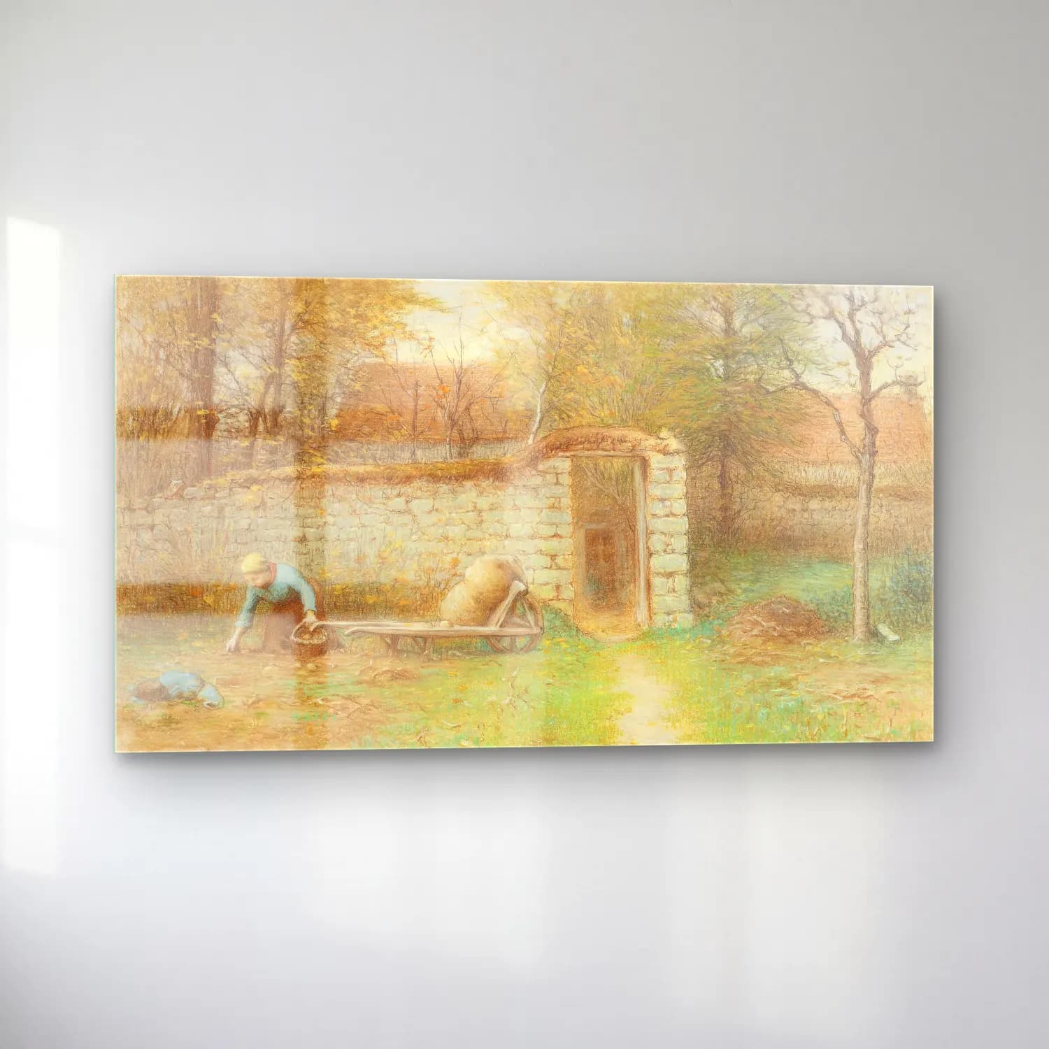 Vintage Kır Evi – Pastel Tonlar cam tablo — sol açıdan görünüm