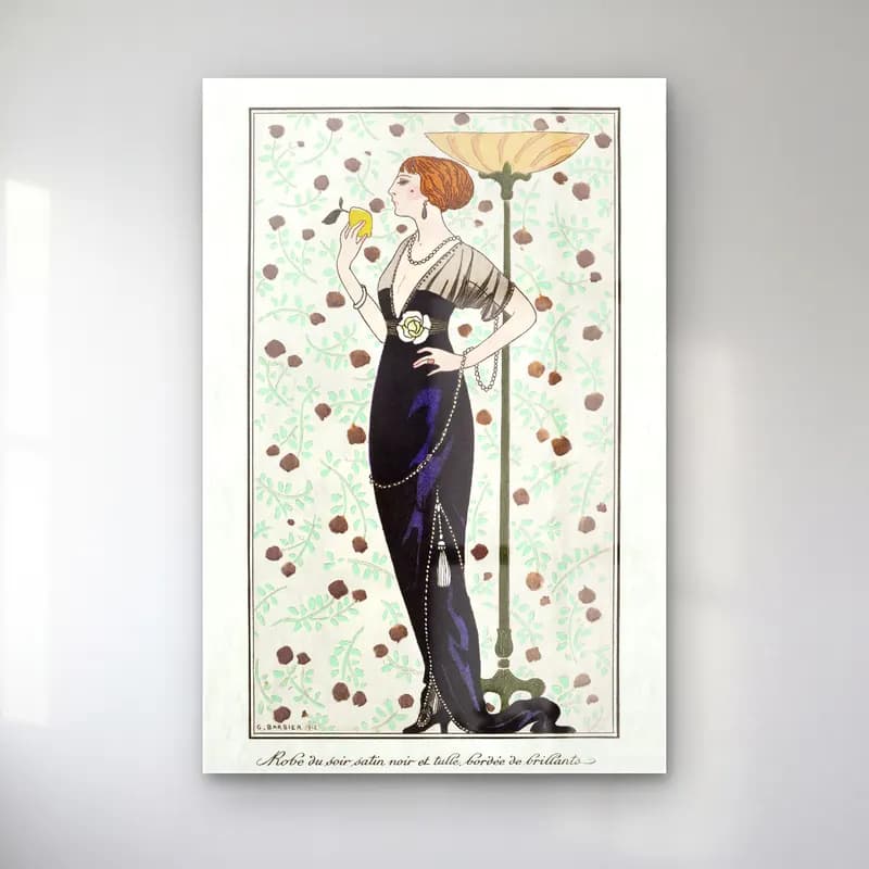 Vintage Elbiseli Kadın No. 8 cam tablo — Vintage Elbiseli Kadın No. 8 — vintage elbiseli kadın