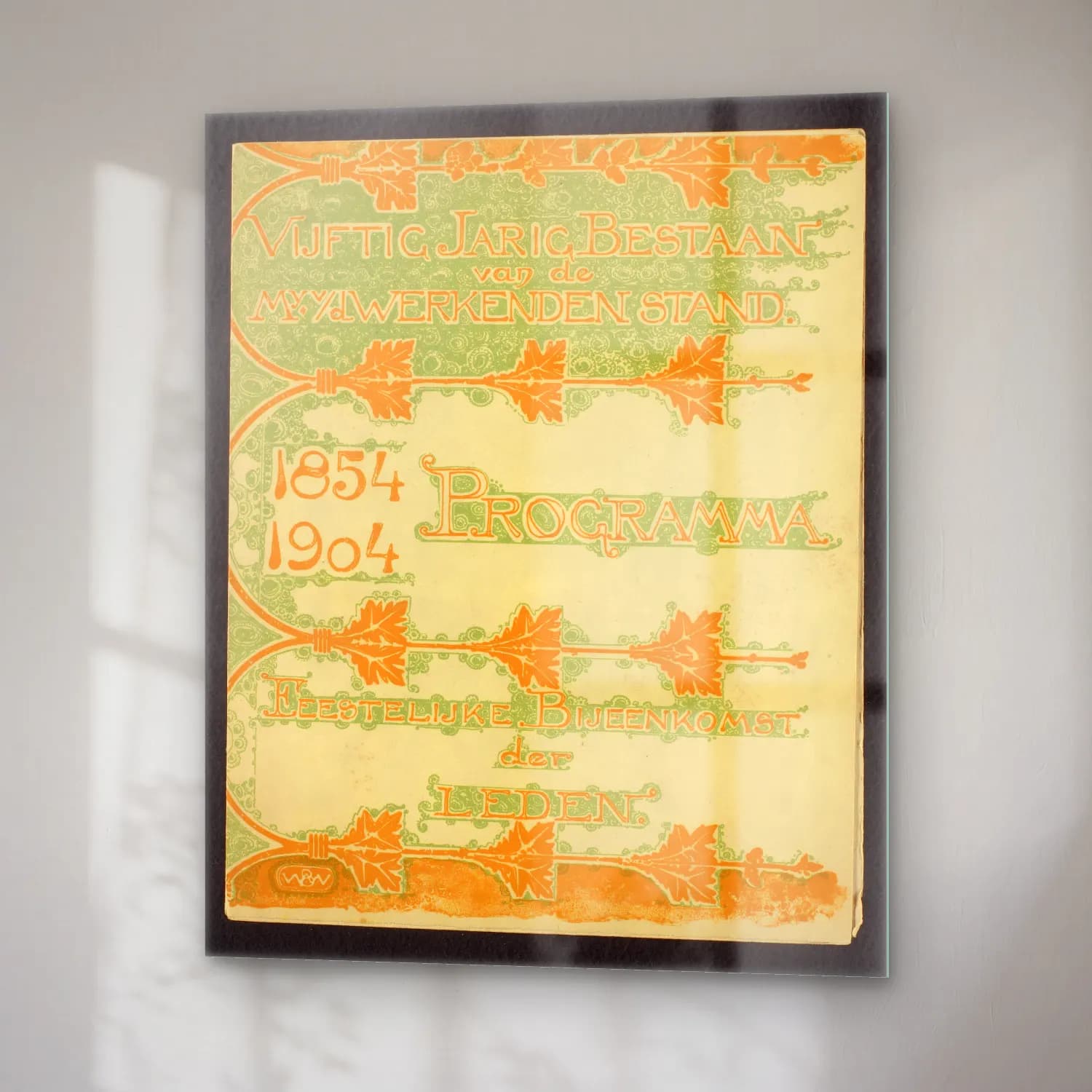 Vintage Poster Harf Posteri – Turuncu Tonlar cam tablo — sağ açıdan görünüm