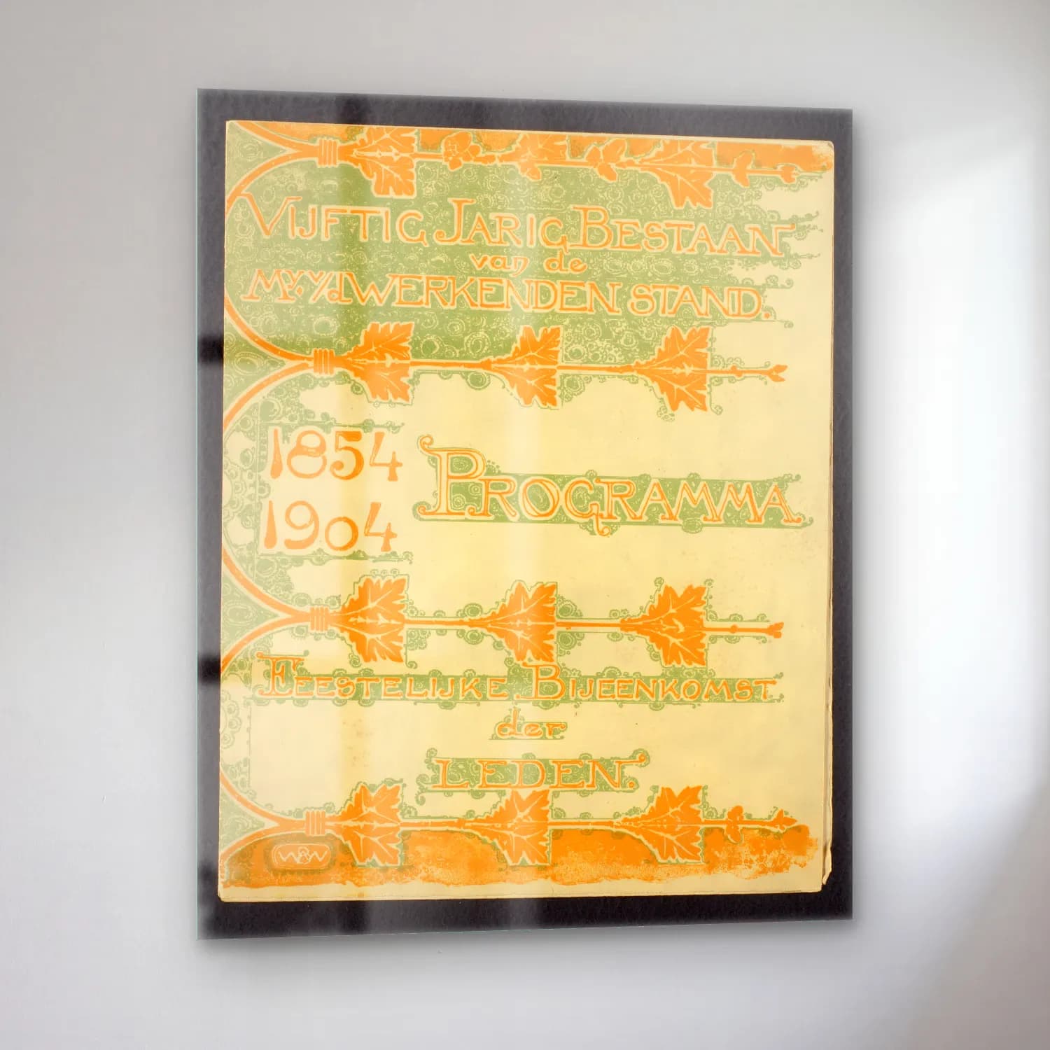 Vintage Poster Harf Posteri – Turuncu Tonlar cam tablo — sol açıdan görünüm