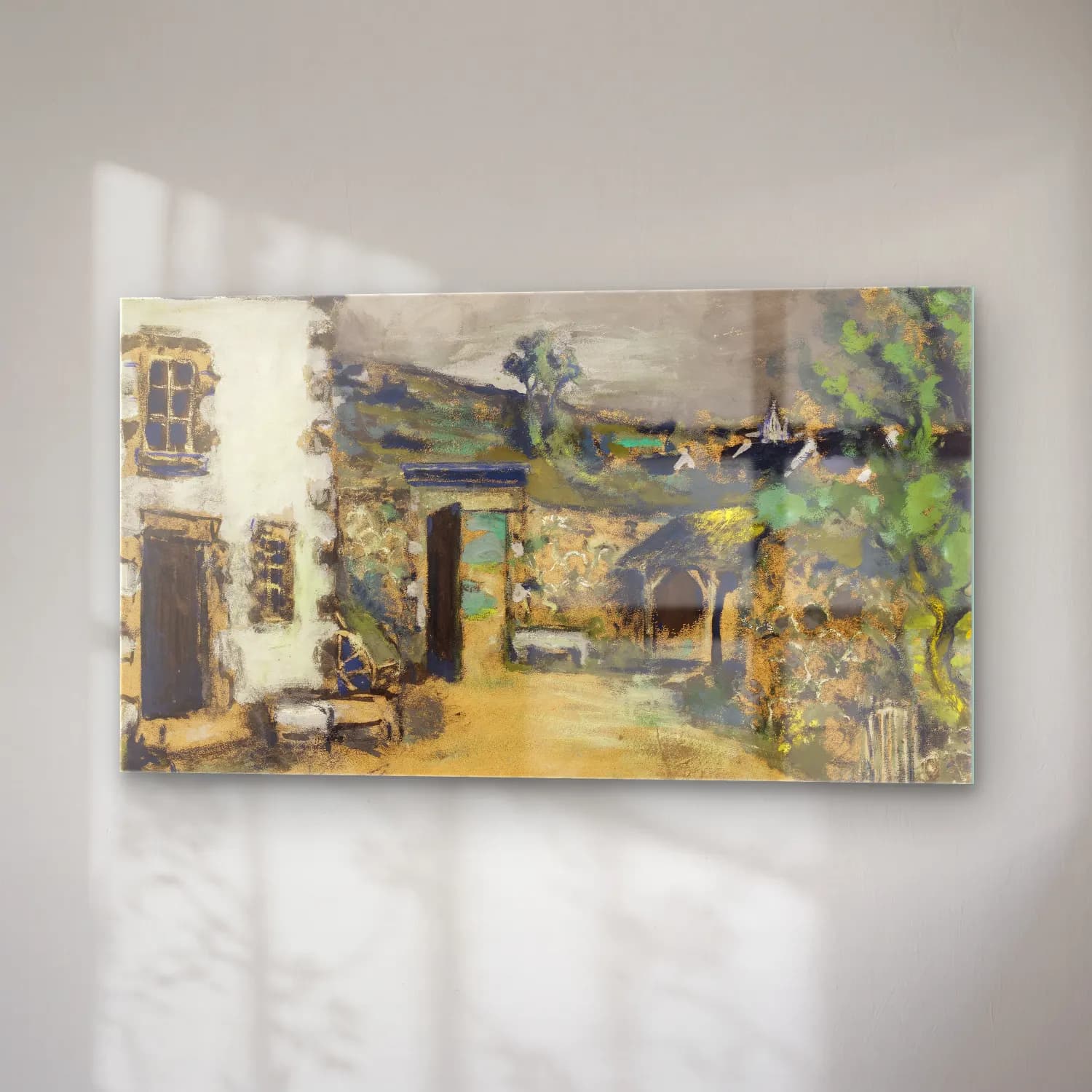 Yağlı Boya Kır Evi No. 6 cam tablo — sağ açıdan görünüm
