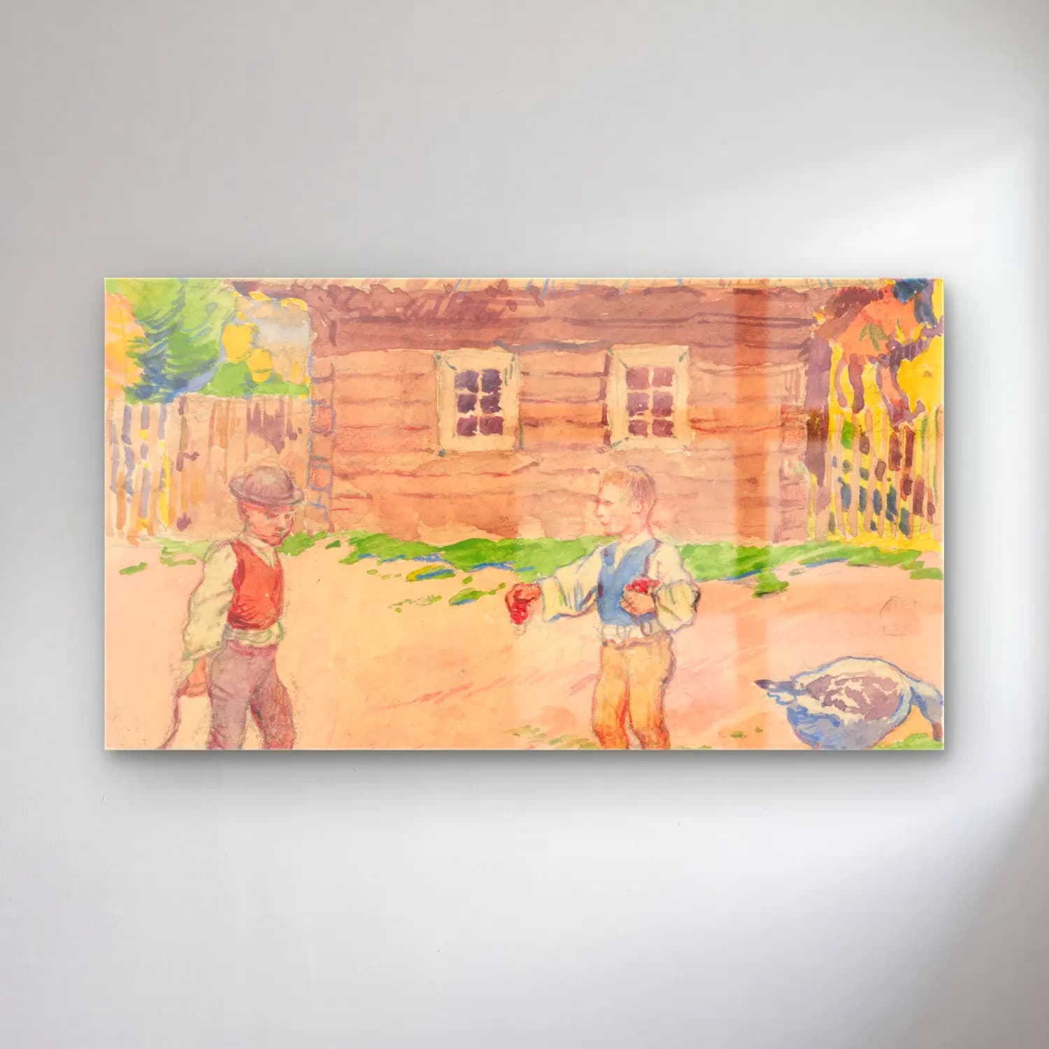 Suluboya Kır Evi cam tablo — Suluboya Kır Evi — suluboya kır evi