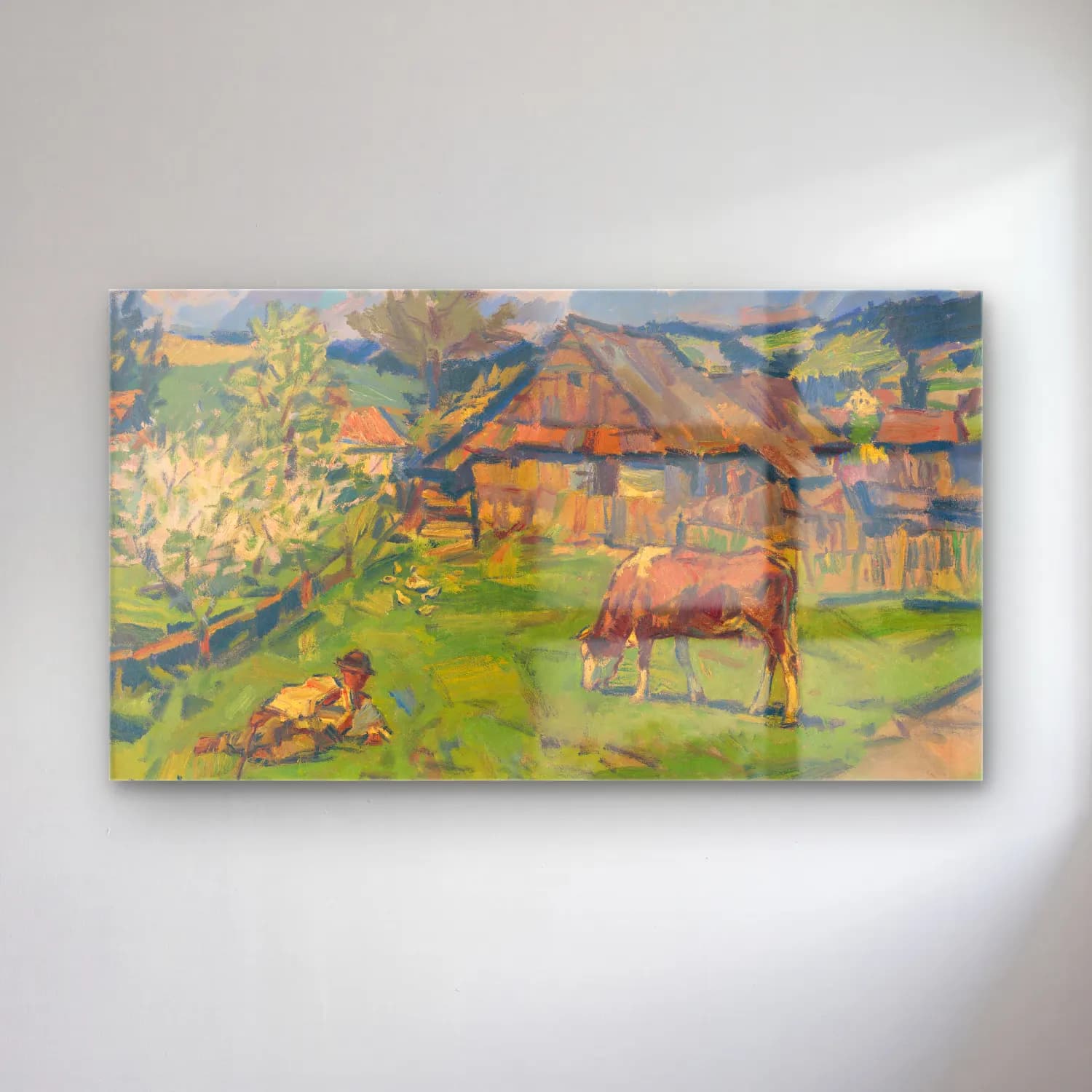 Yağlı Boya Kır Evi No. 8 cam tablo — Yağlı Boya Kır Evi No. 8 — yağlı boya kır evi