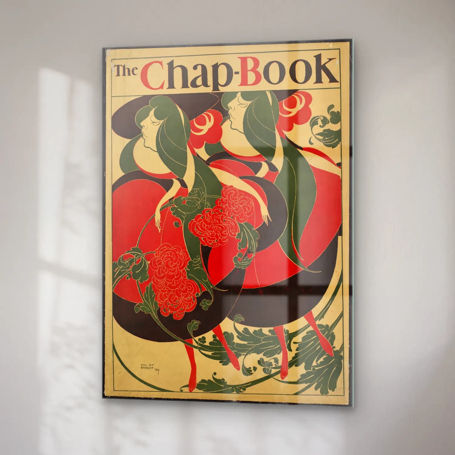 Vintage Poster Dansçılar – Kırmızı Tonlar cam tablo — sağ açıdan görünüm