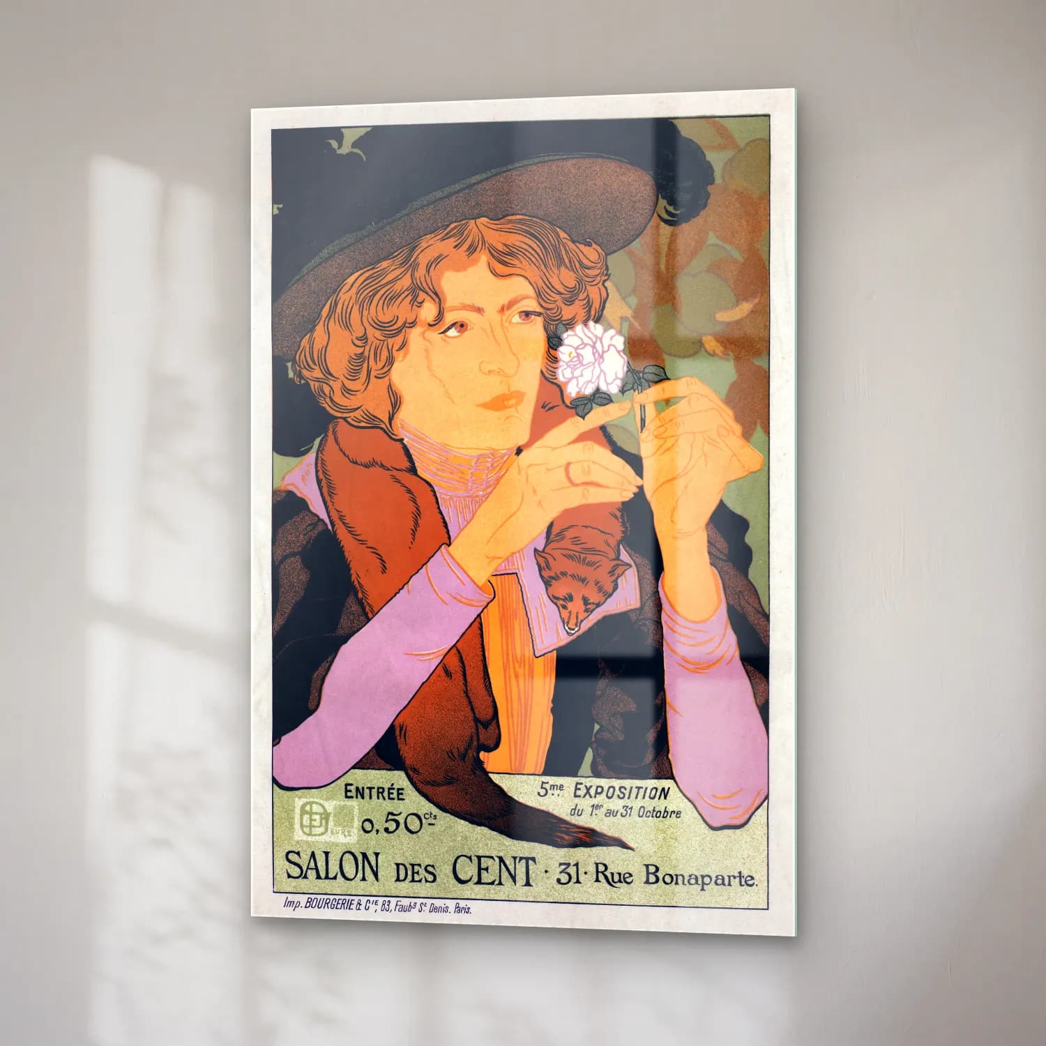 Vintage Poster Kadın Portresi No. 4 cam tablo — sağ açıdan görünüm