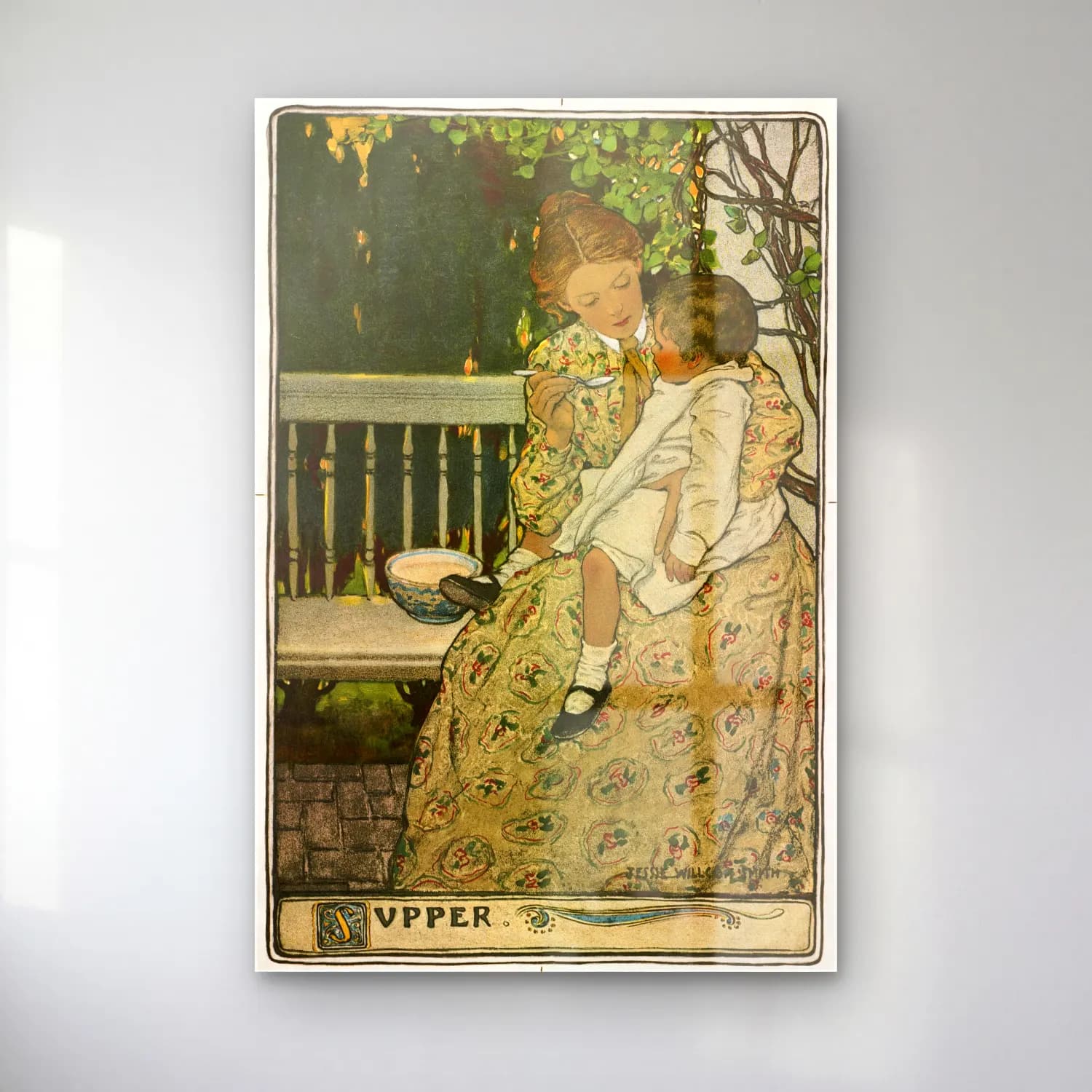 Vintage Anne ve Çocuk – Bej Tonlar cam tablo — Vintage Anne ve Çocuk – Bej Tonlar — vintage anne ve çocuk