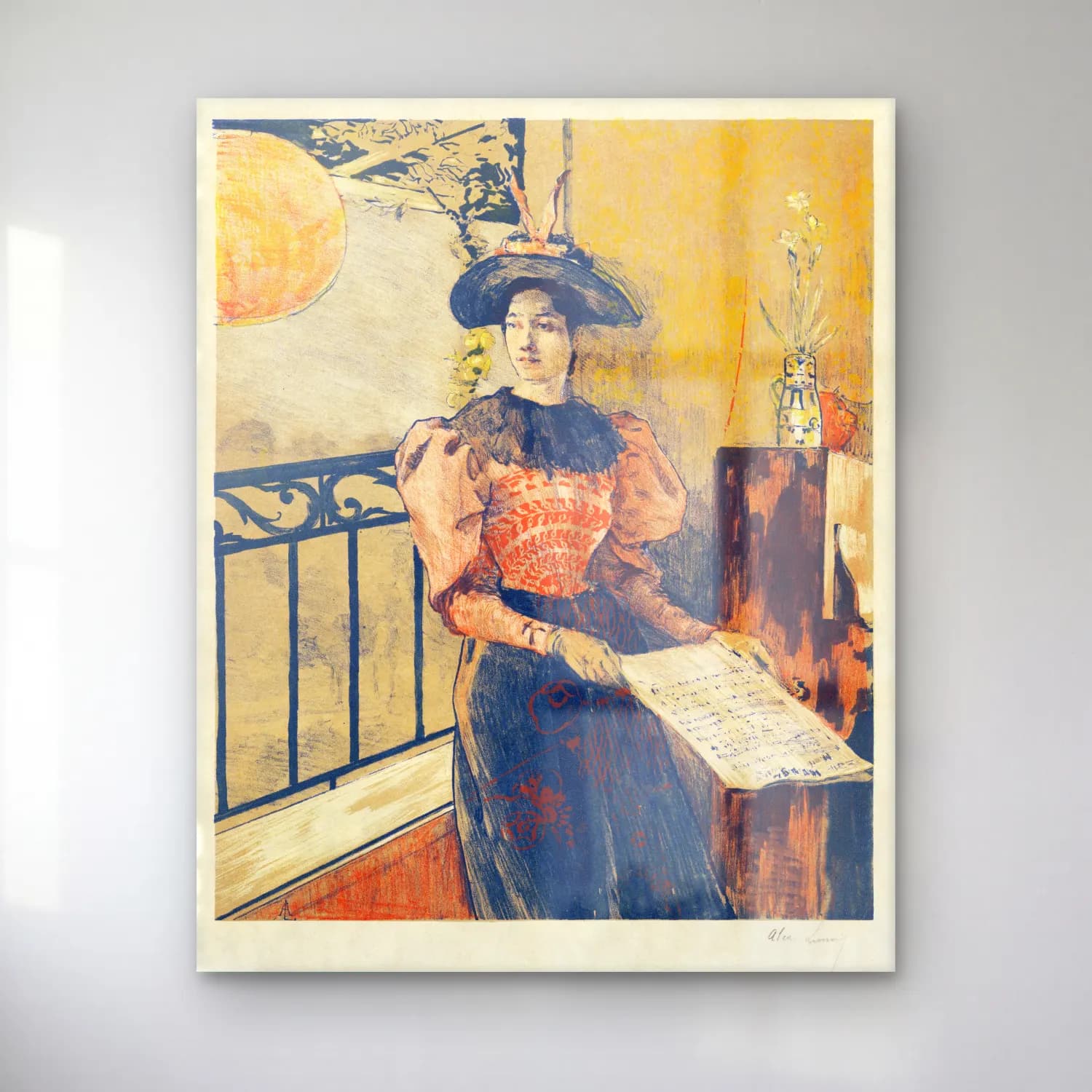Vintage Elbiseli Kadın – Turuncu Tonlar cam tablo — Vintage Elbiseli Kadın – Turuncu Tonlar — vintage elbiseli kadın