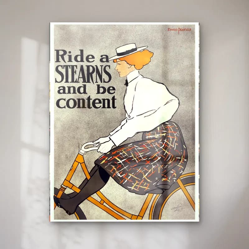 Vintage Poster Bisiklet – Siyah Beyaz Tonlar cam tablo — Vintage Poster Bisiklet – Siyah Beyaz Tonlar — vintage poster bisiklet