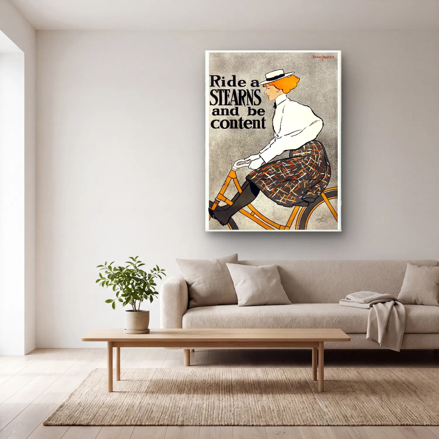 Vintage Poster Bisiklet – Siyah Beyaz Tonlar cam tablo — açık renk salonda