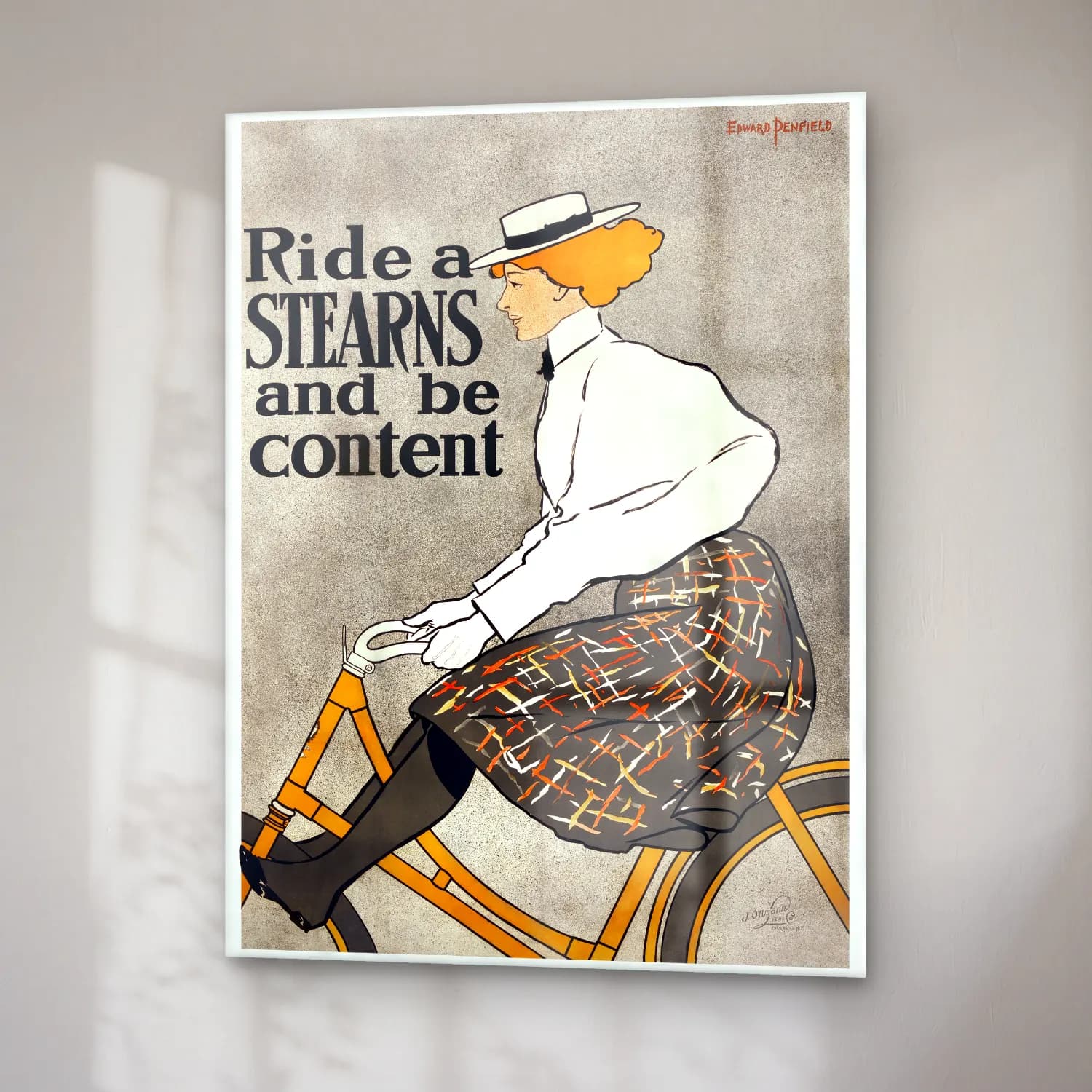 Vintage Poster Bisiklet – Siyah Beyaz Tonlar cam tablo — sağ açıdan görünüm