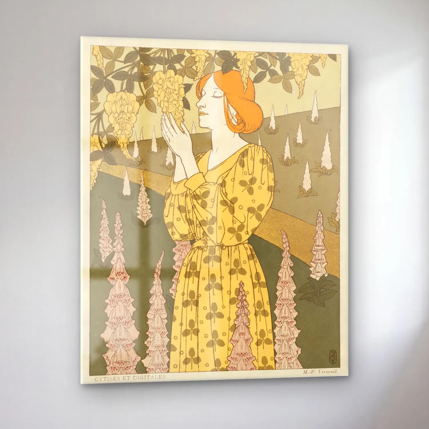 Vintage Elbiseli Kadın No. 21 cam tablo — sol açıdan görünüm