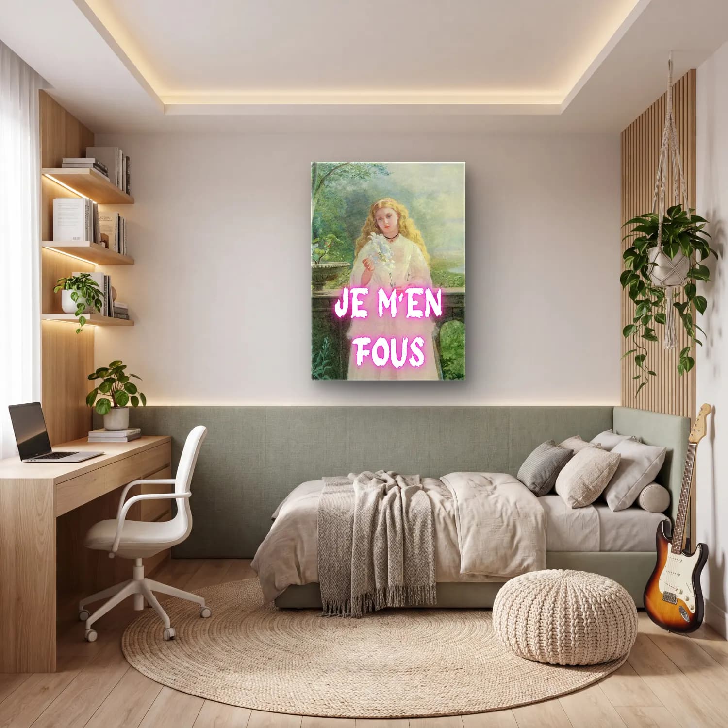Pastel Kadın Portresi No. 10 cam tablo — genç odasında