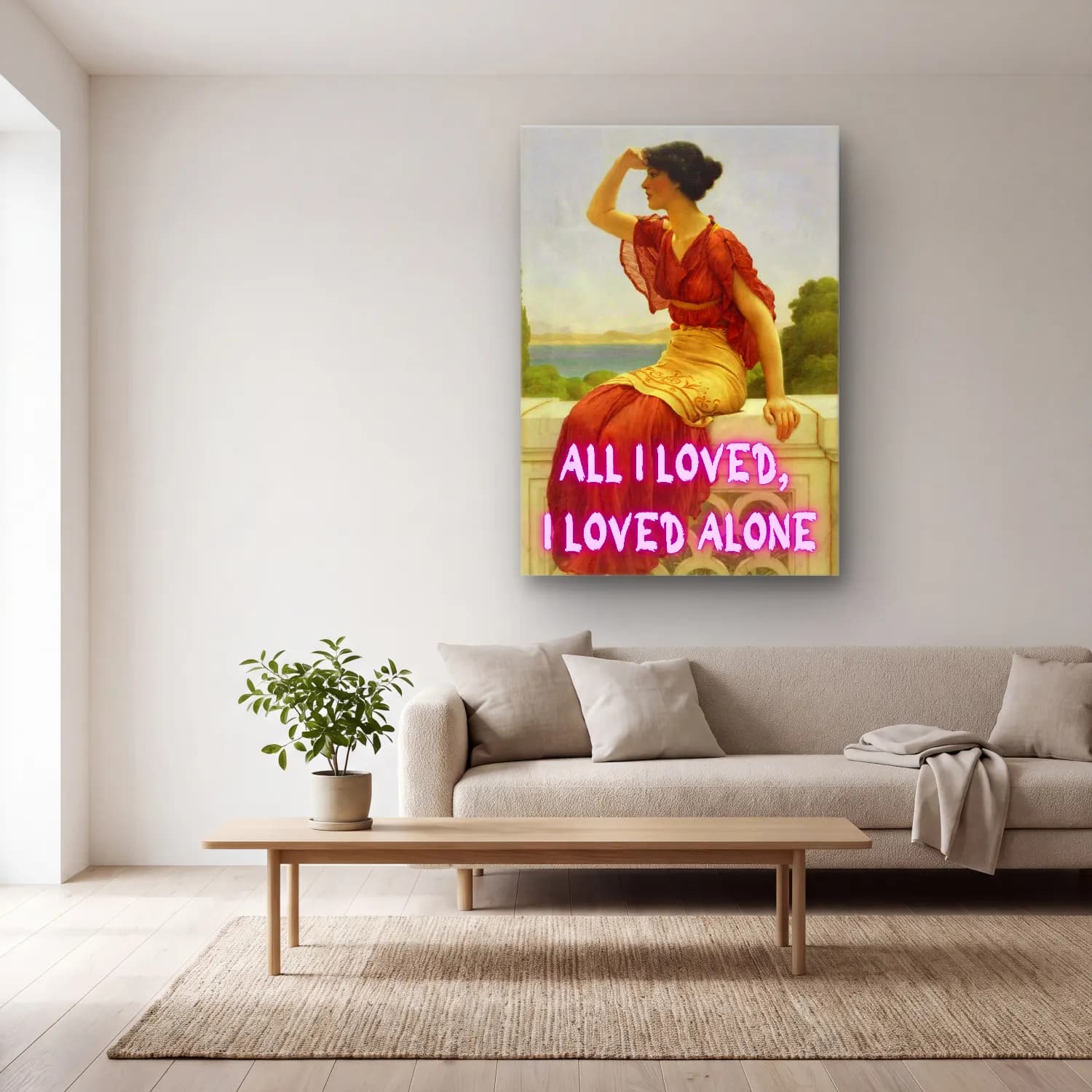 Vintage Poster Kitap Okuyan Kadın No. 8 cam tablo — açık renk salonda