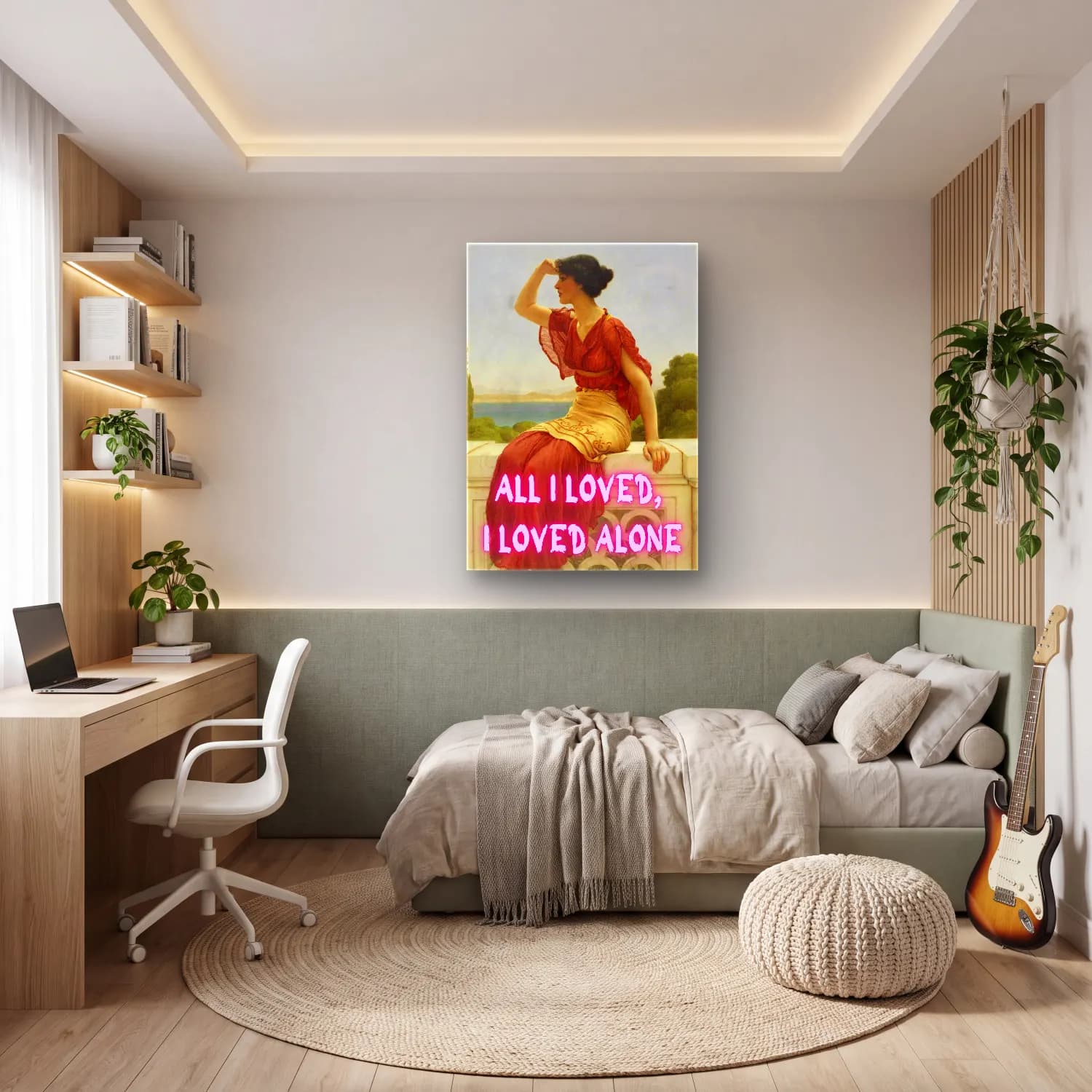 Vintage Poster Kitap Okuyan Kadın No. 8 cam tablo — genç odasında