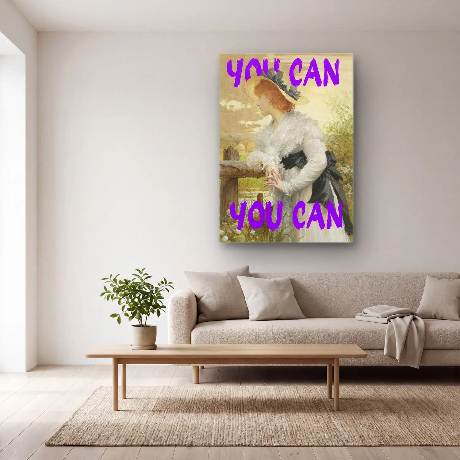 Vintage Poster Kitap Okuyan Kadın No. 9 cam tablo — açık renk salonda