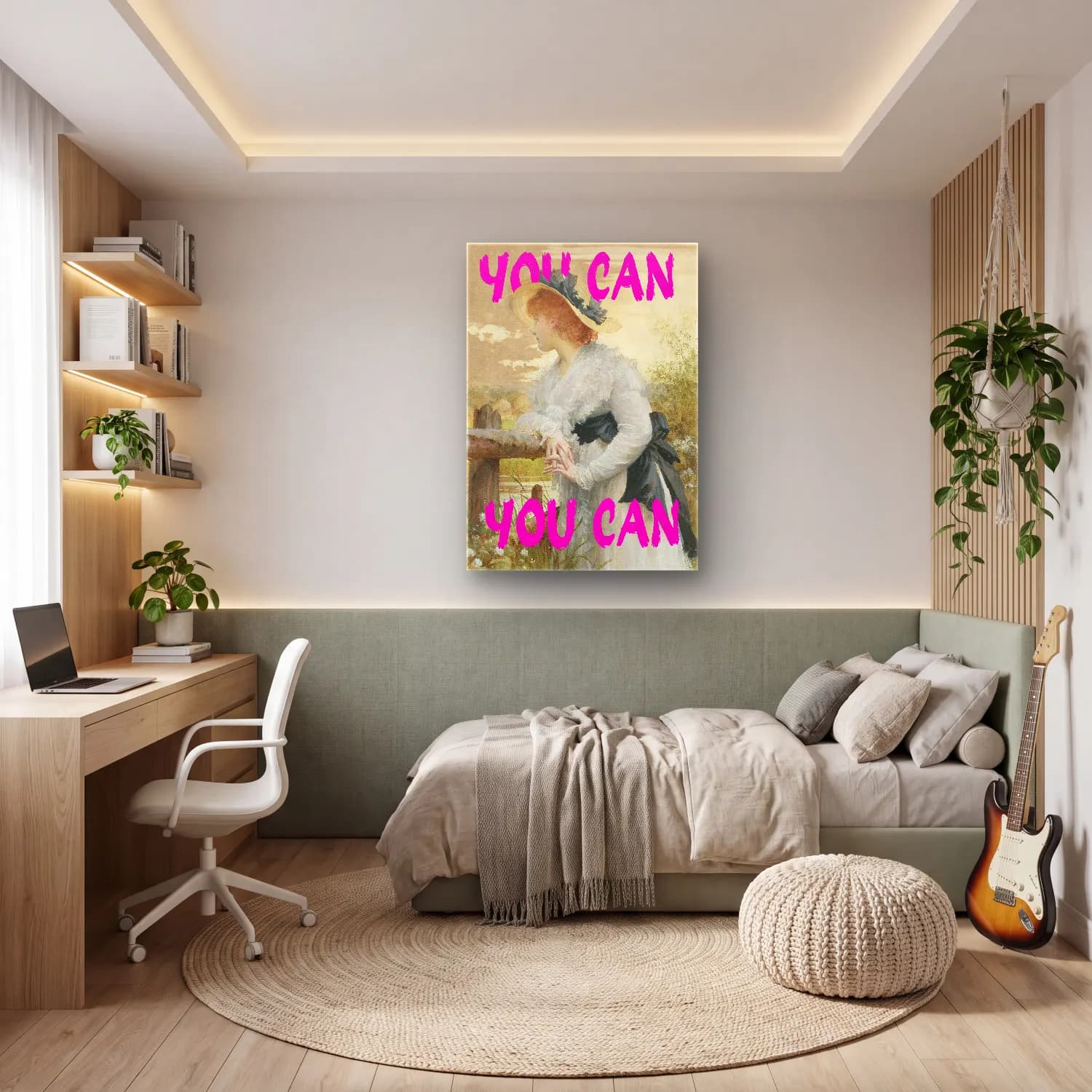 Vintage Poster Kitap Okuyan Kadın No. 9 cam tablo — genç odasında